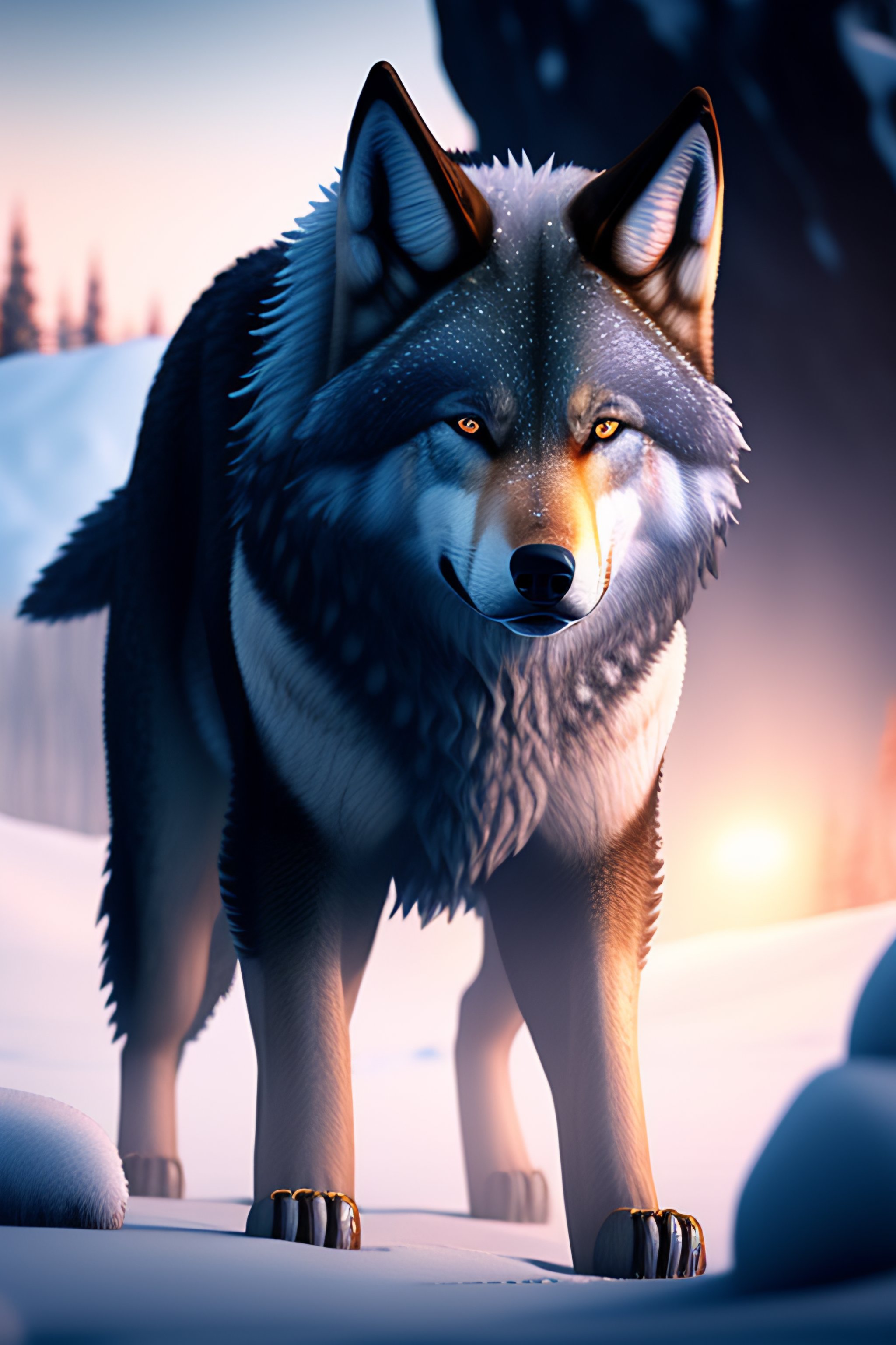 Lexica - A large, wolf-like creature with shimmering, icy blue fur that ...