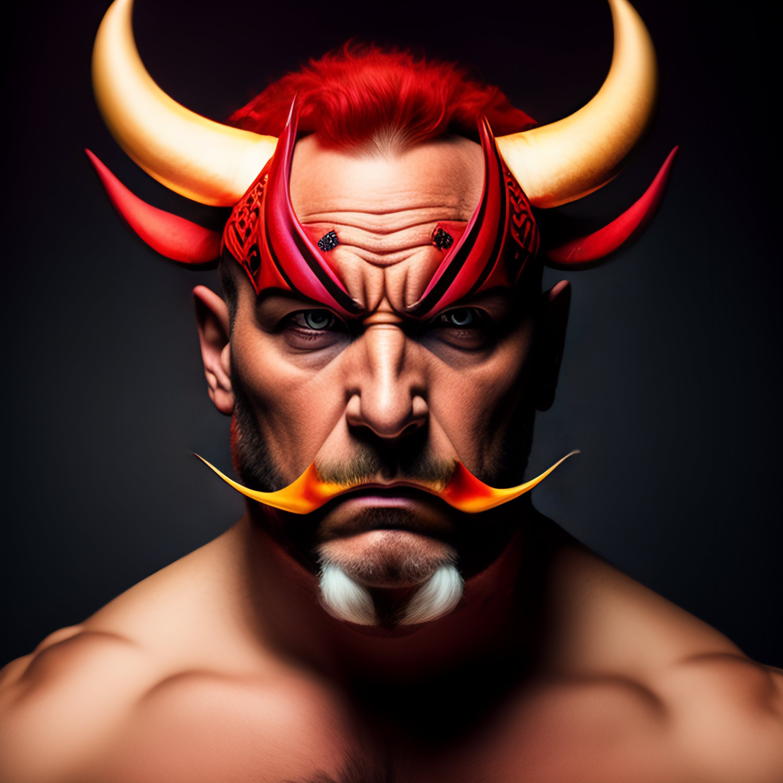 Lexica - A man with horns growing from his head. red eyes and sharp ...