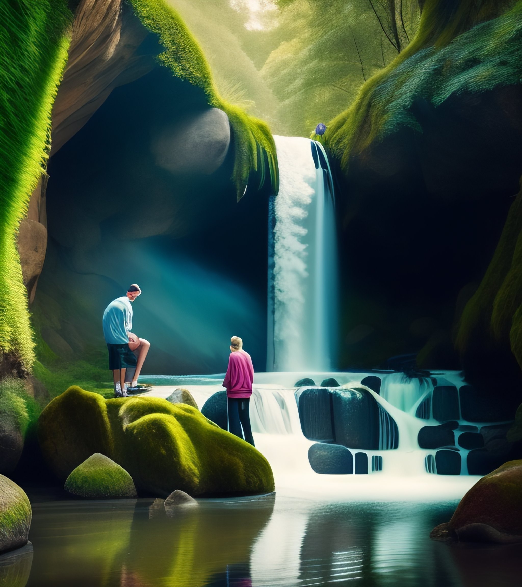 Lexica - Create an image with a man and a woman with children relaxing ...