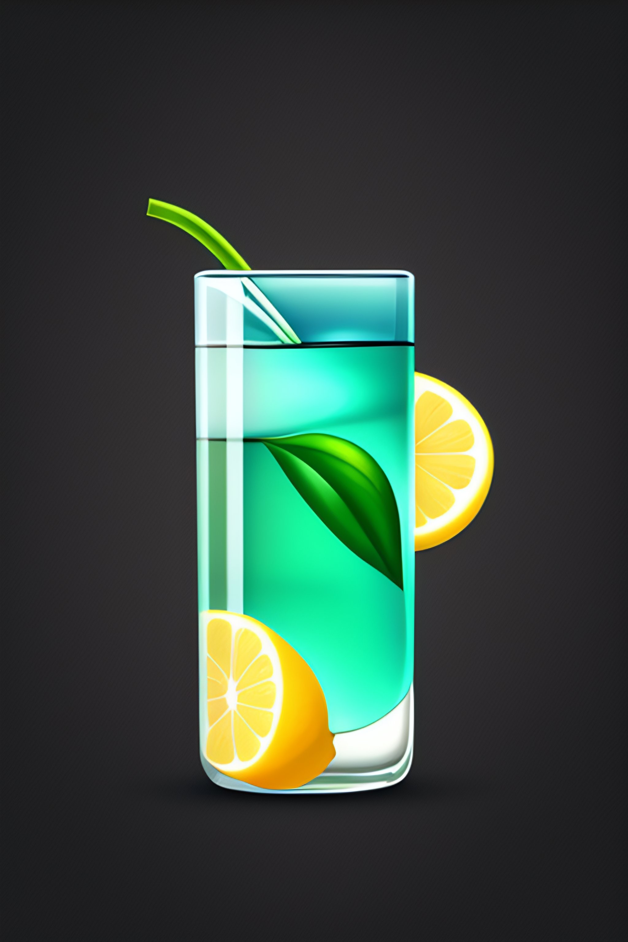 Lexica - Water lemon, flat design, vector design , black and white,