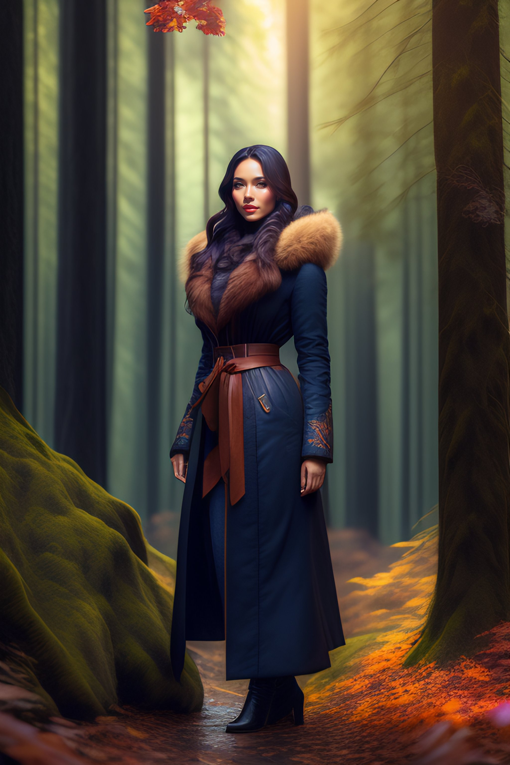 Lexica - Photo of a gorgeous female with in the woods, in the style of ...