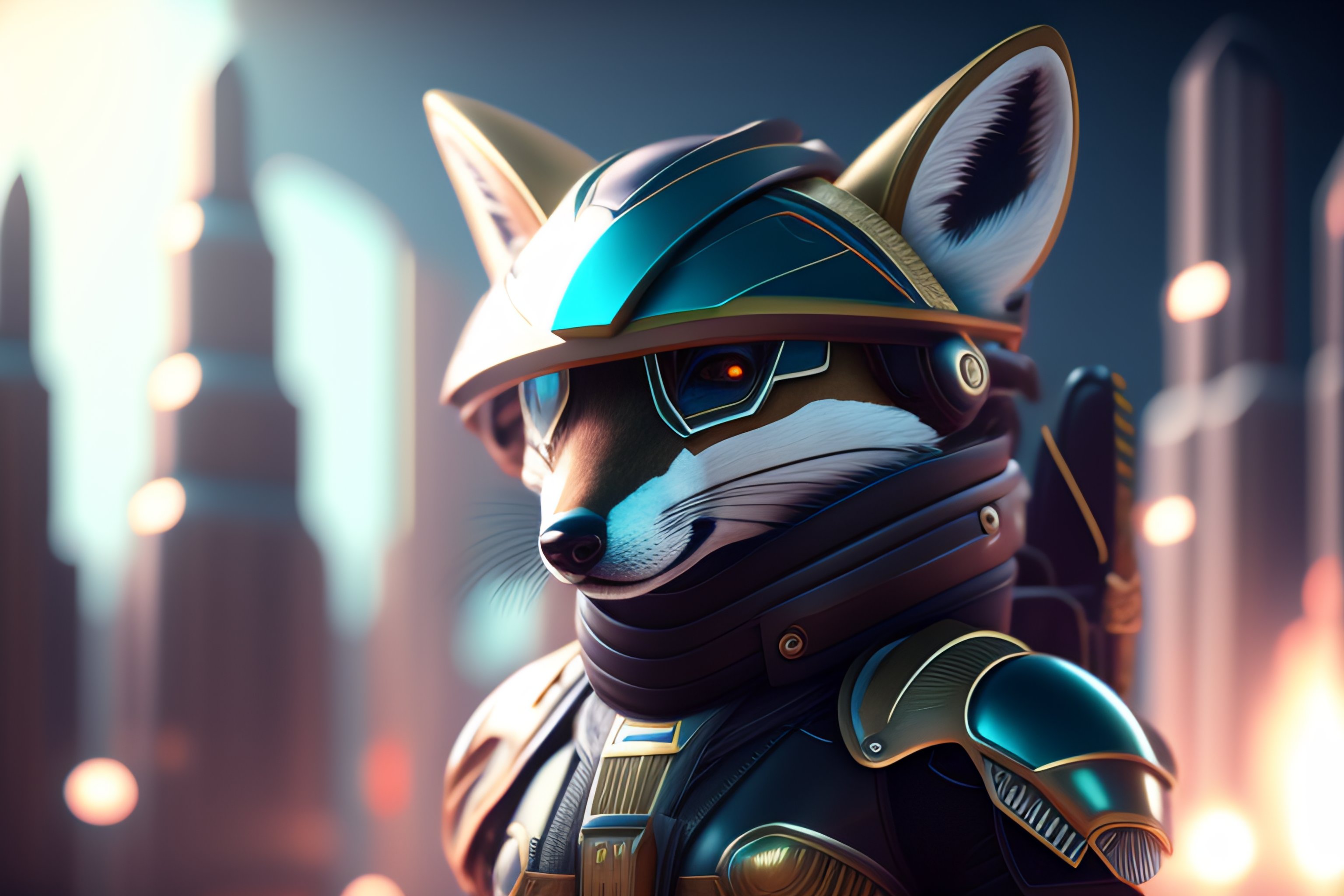 Lexica - Design fox with anthropomorphic helmet and visor, hyper ...