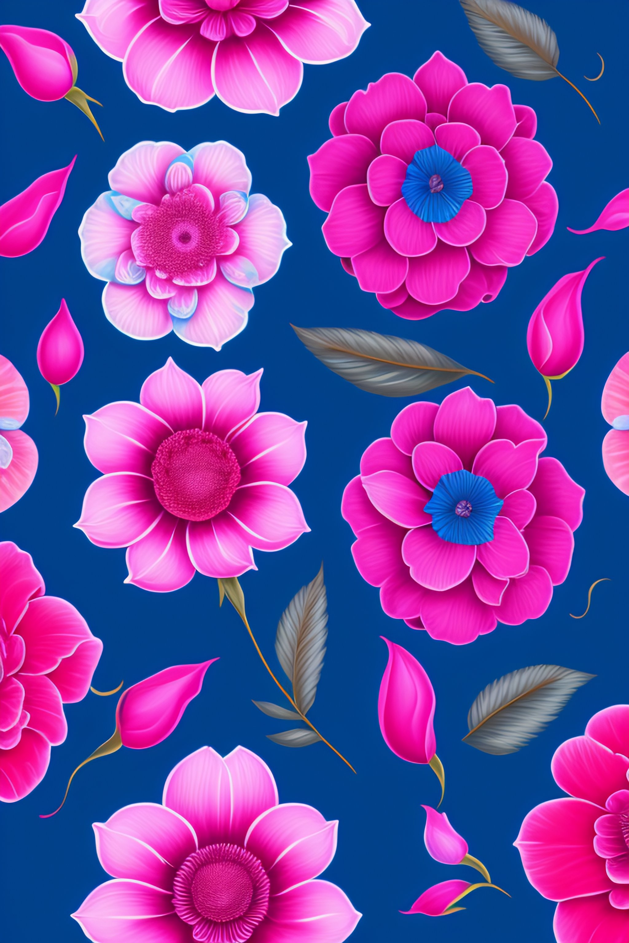 Lexica Olympian Blue And Hot Pink Classical Floral Elements Emanating