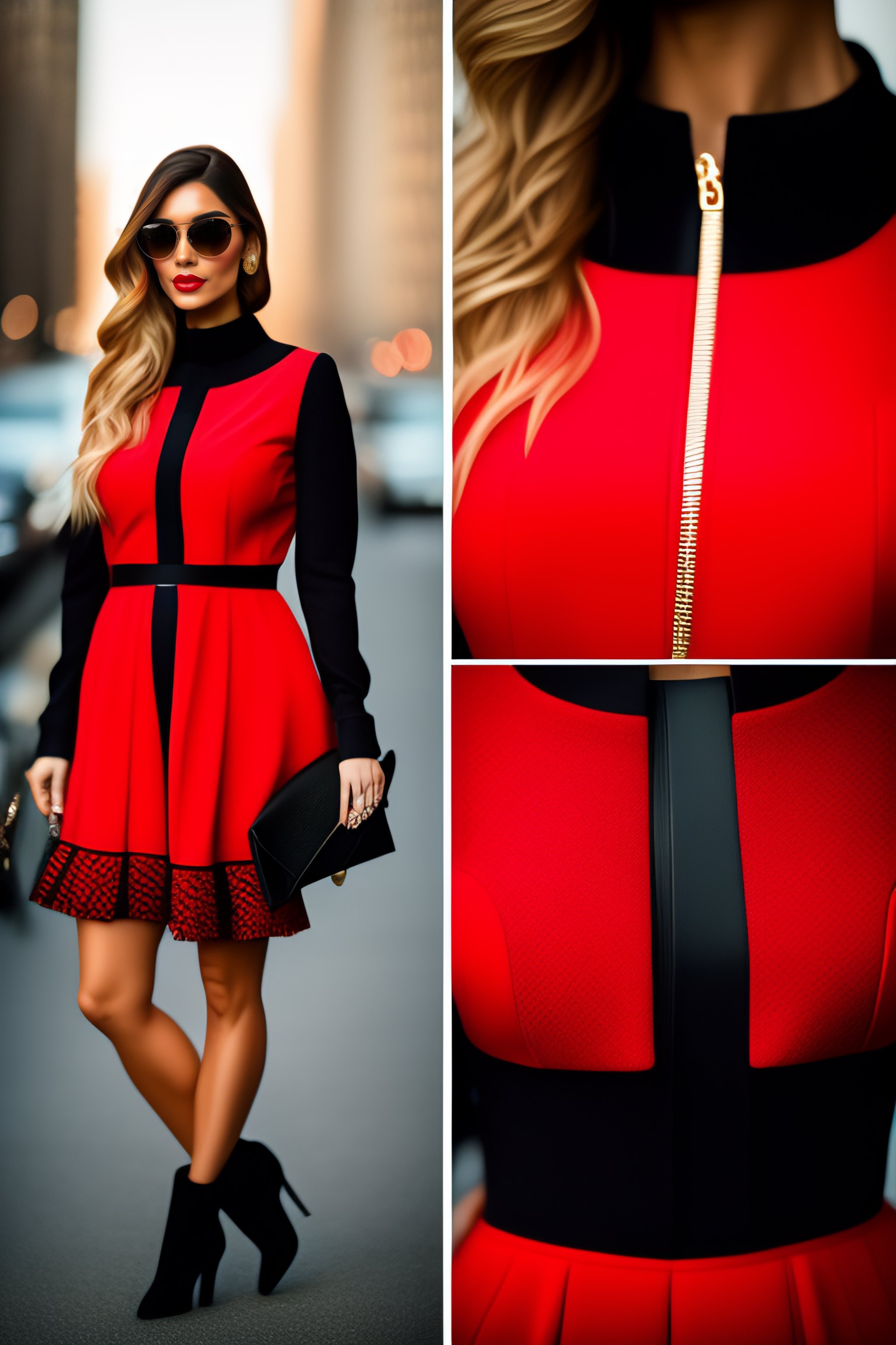 Lexica - Fashionable red and black outfit for a date