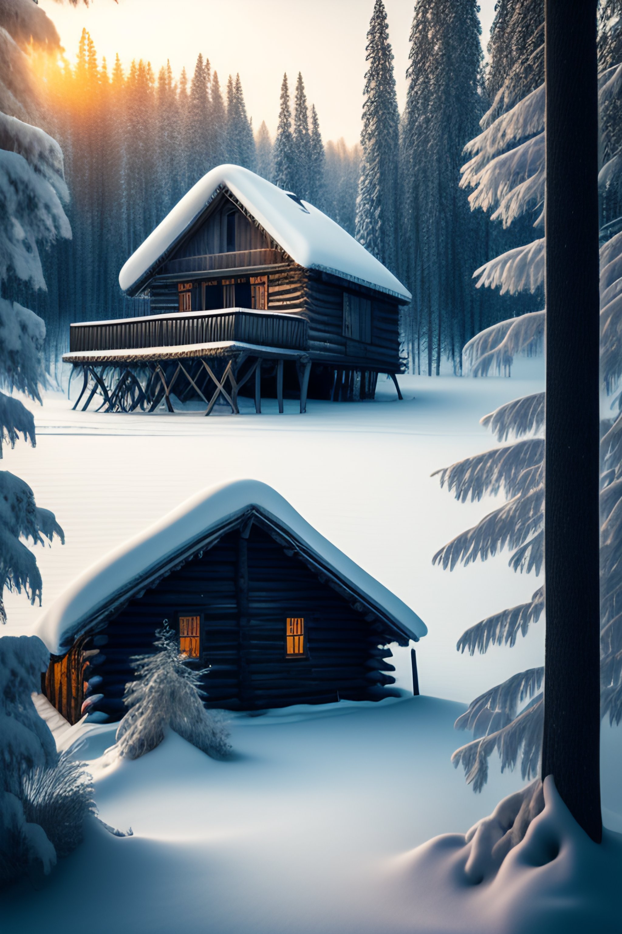 Lexica - Old wooden house in the winter forest