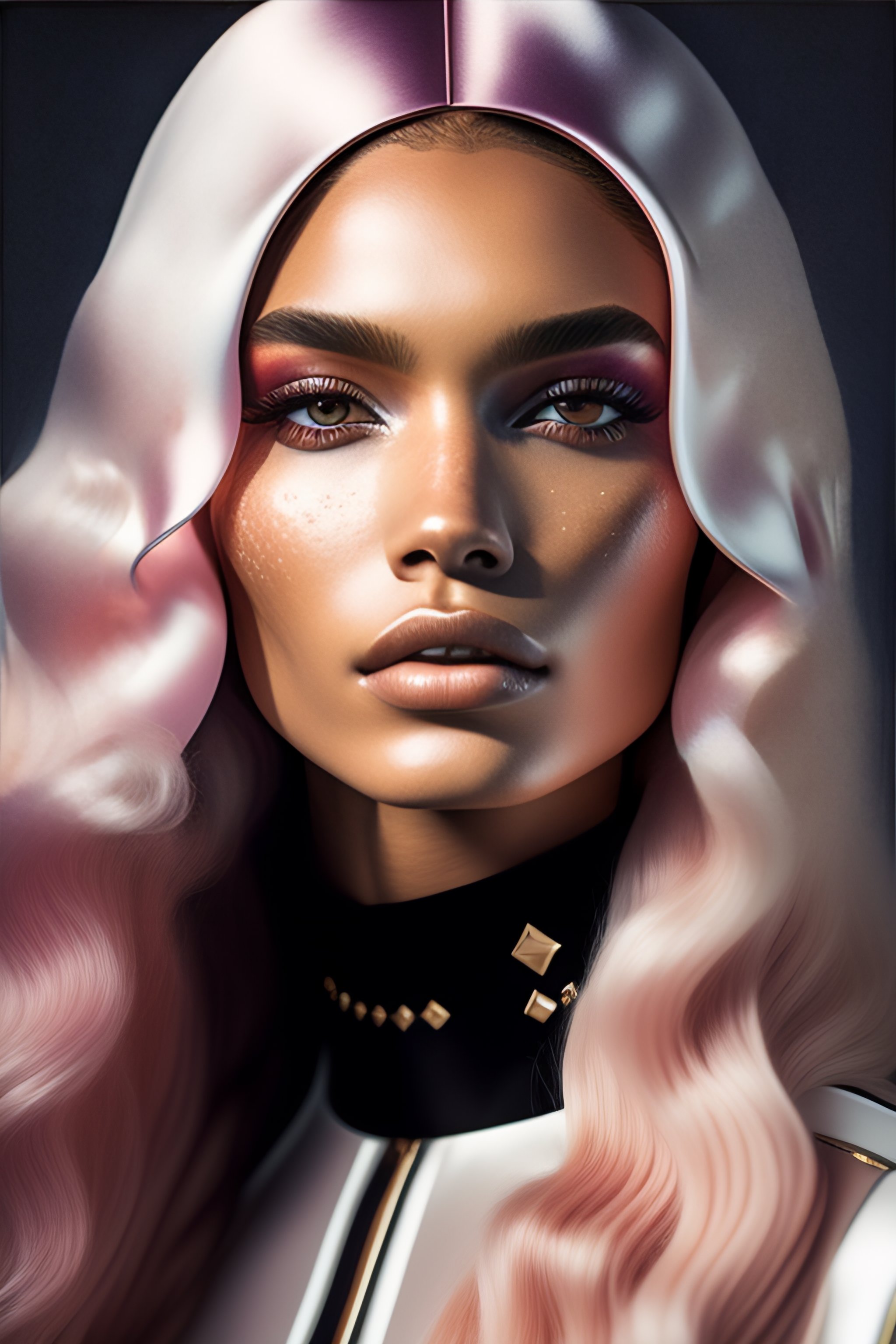 Lexica A photo closeup of a beautiful long haired woman with light