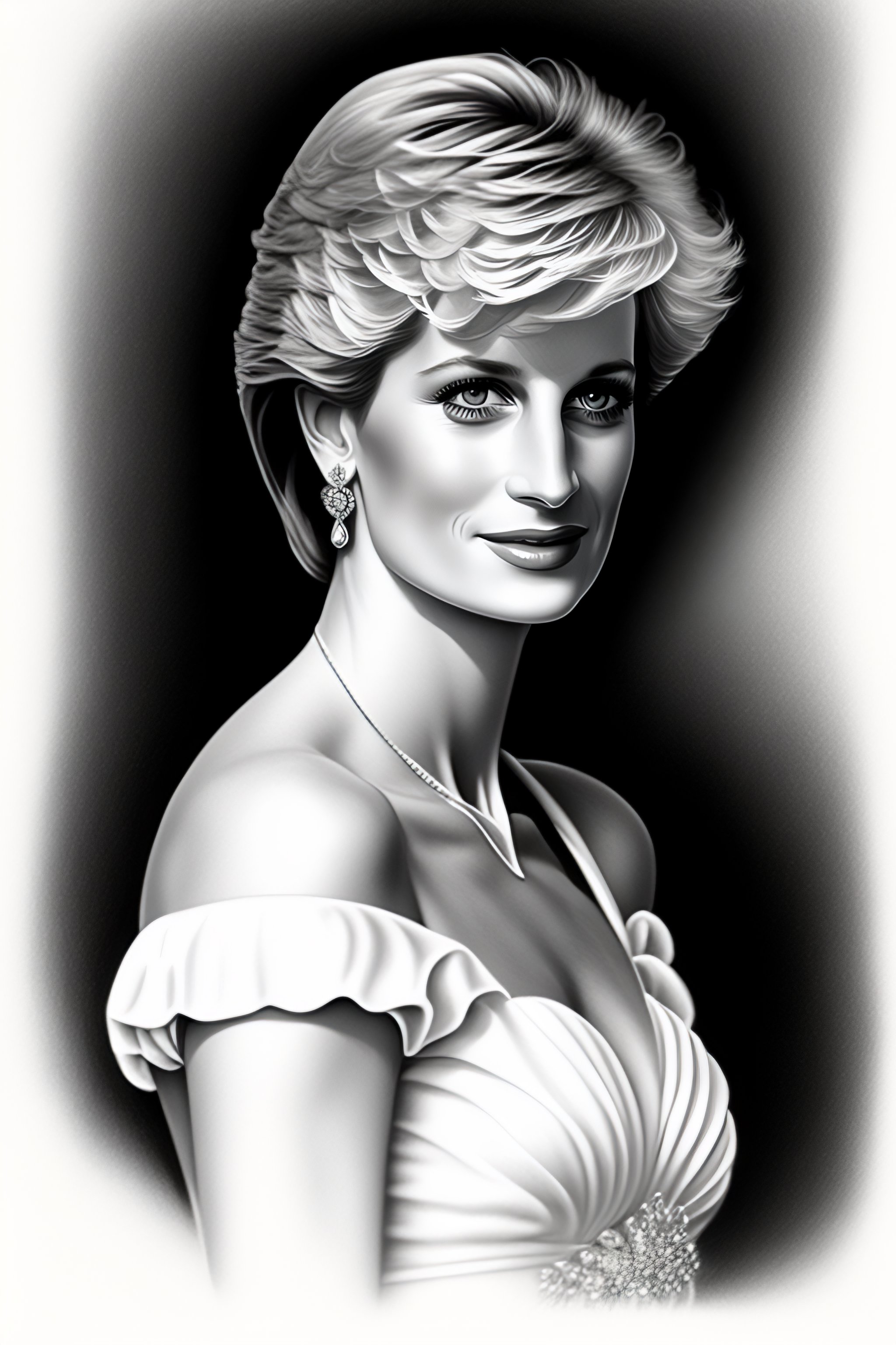 Lexica A woman looking like princess diana pencil drawing style