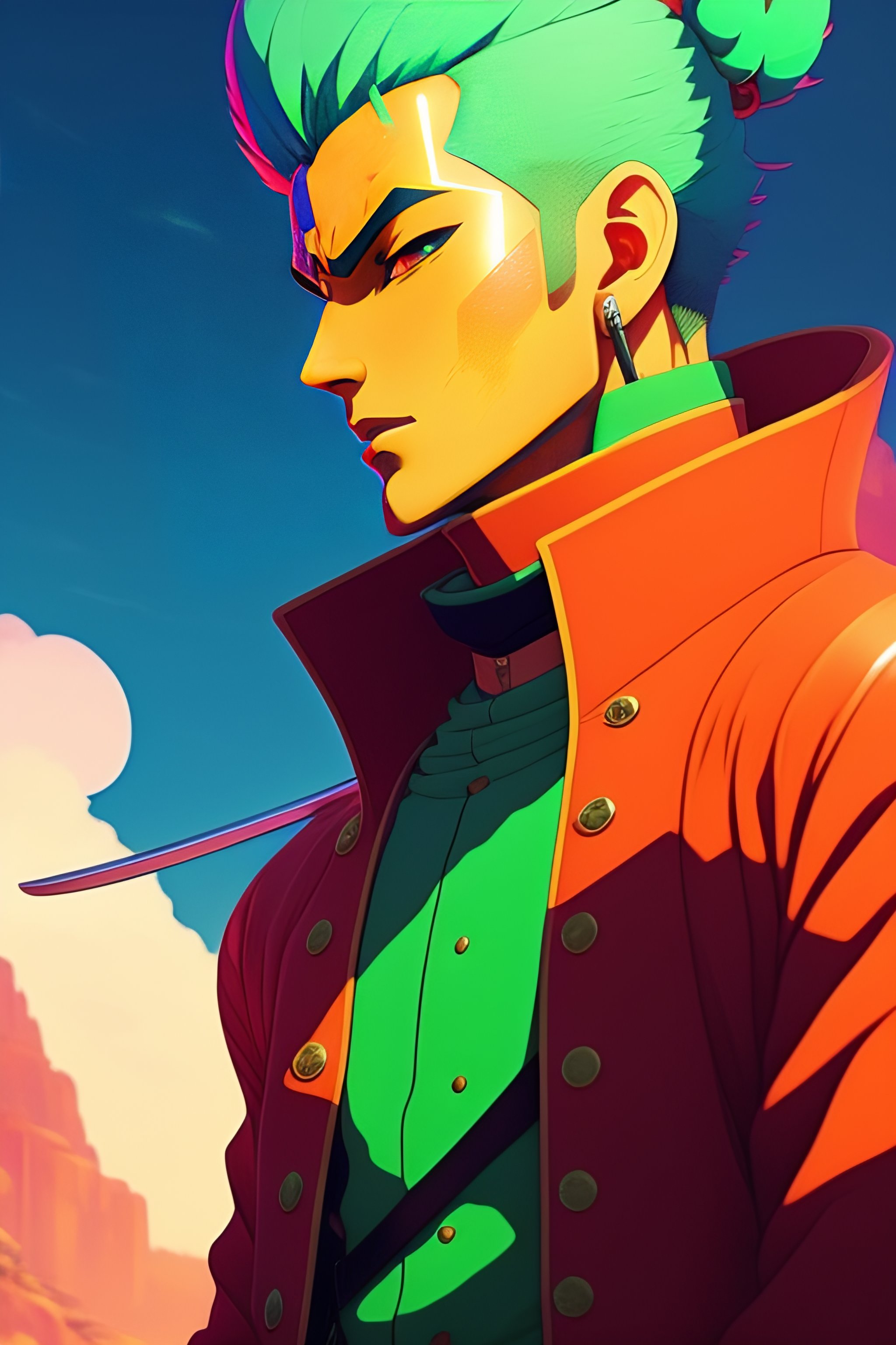 Lexica Roronoa zoro, studio ghibli, james gilleard, acrylic palette