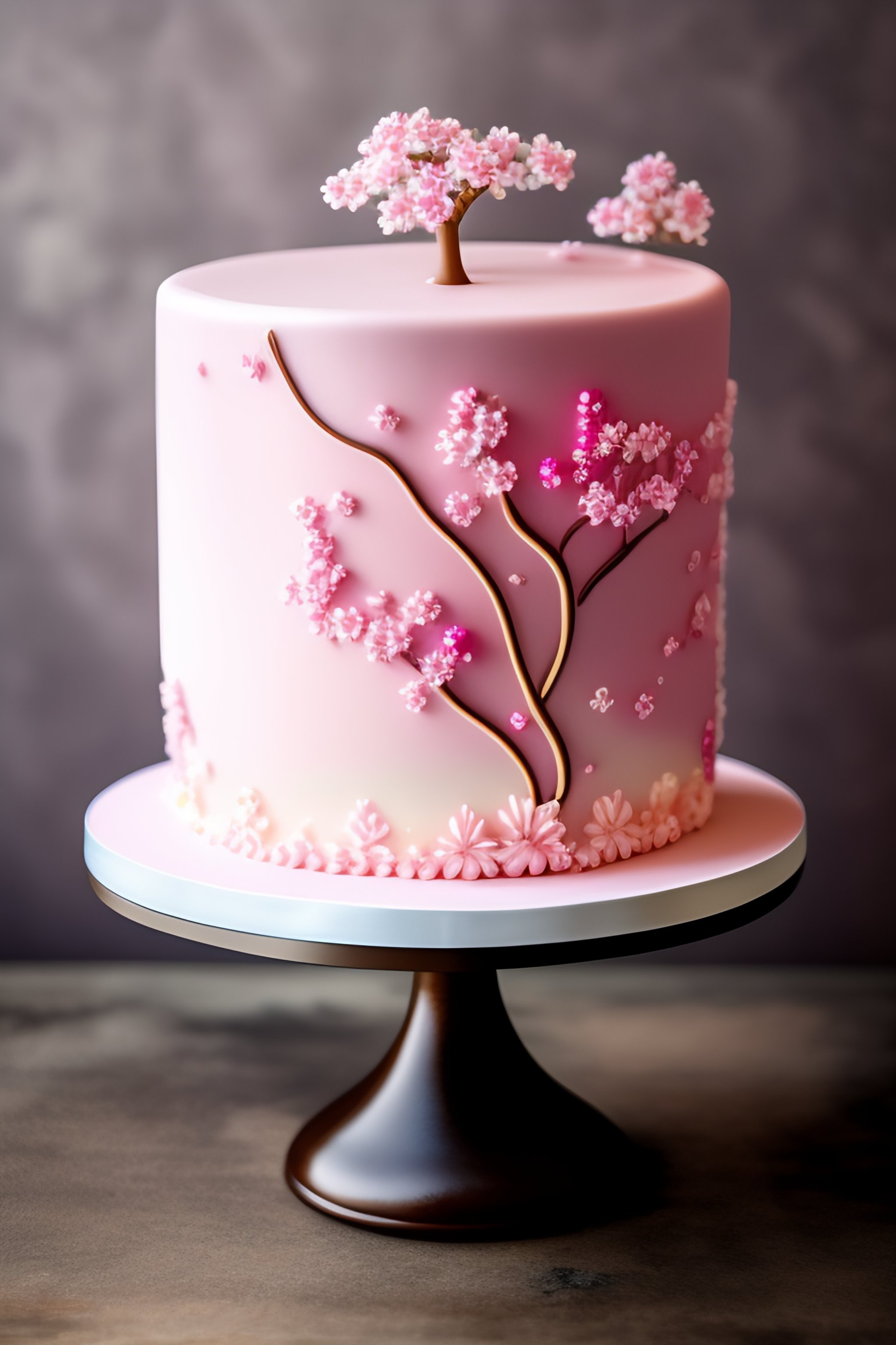 Lexica - Cherry blossoms on top of a buttercream cake