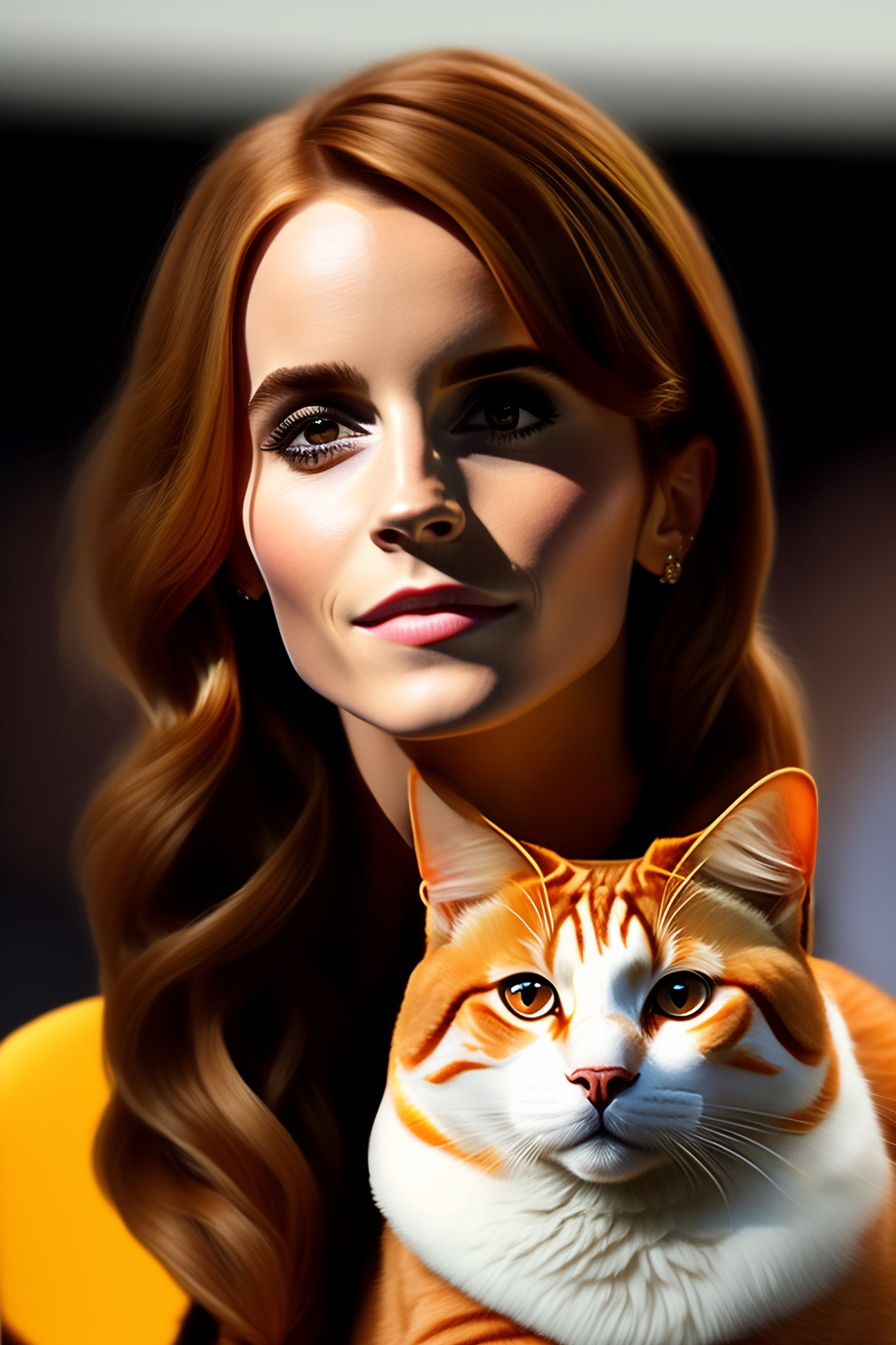 Lexica Emma watson with ginger cat