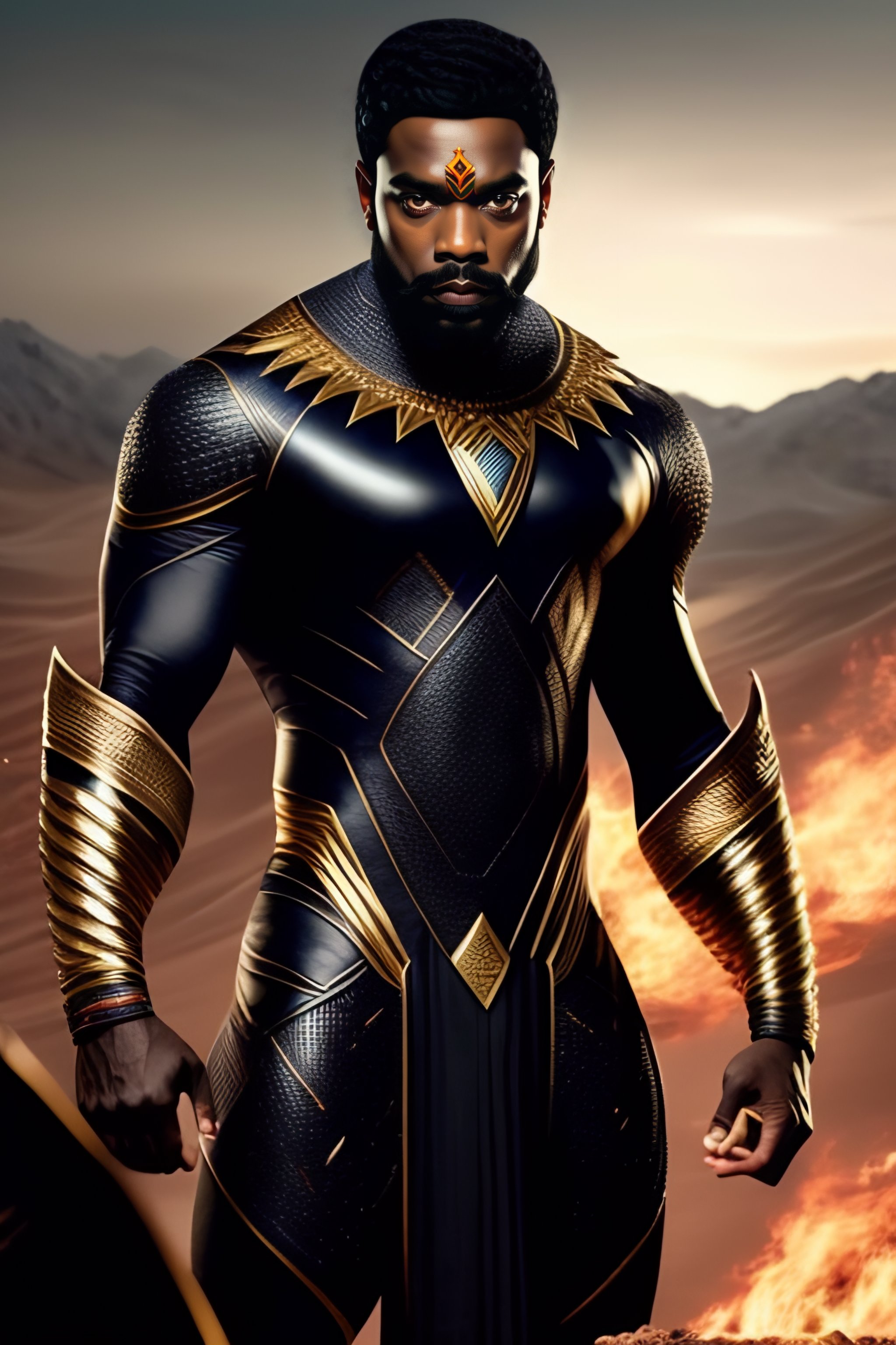 Lexica - Narendra modi as t'challa in black panther movie, full body