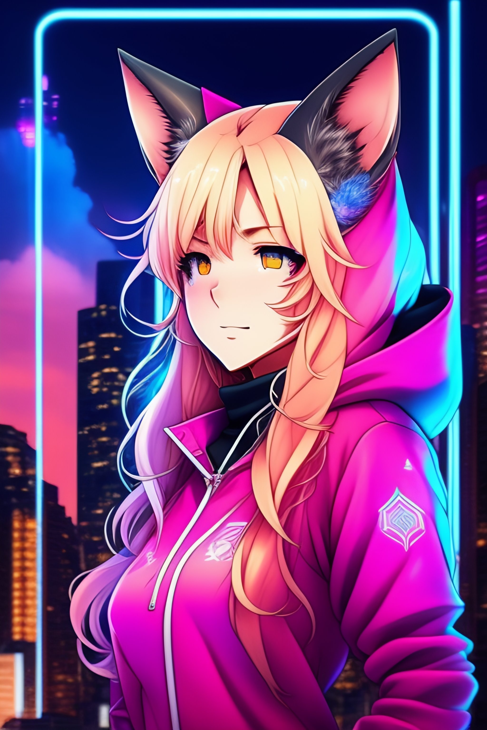 anime girl with wolf ears and tail