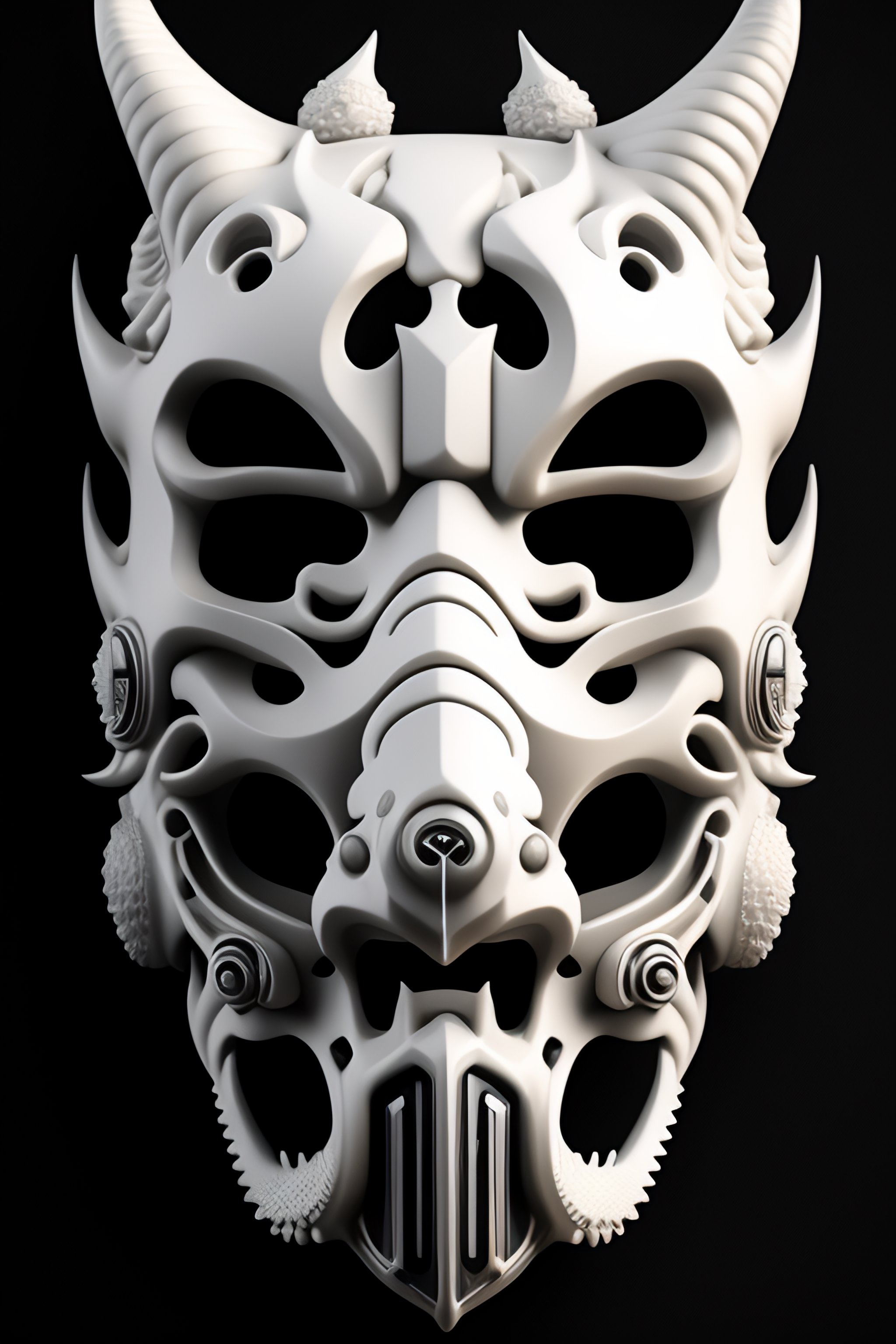 Masque Cyberpunk Oni Gaudi blanc et noir · Creative Fabrica