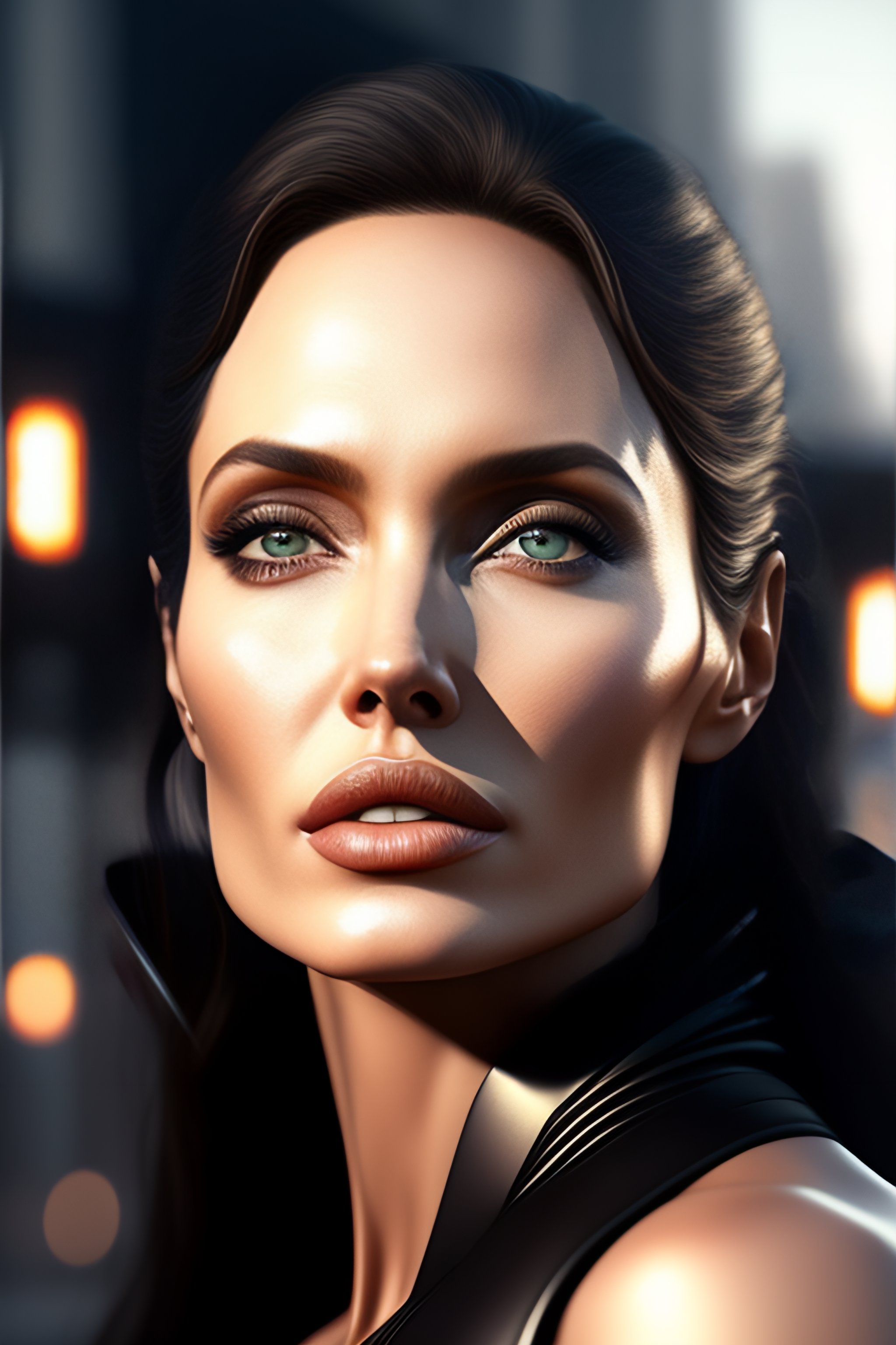 Lexica Realistic 3d Render Ultra Detailed Of A Beautiful Porcelain Profile Angelina Jolie Face 