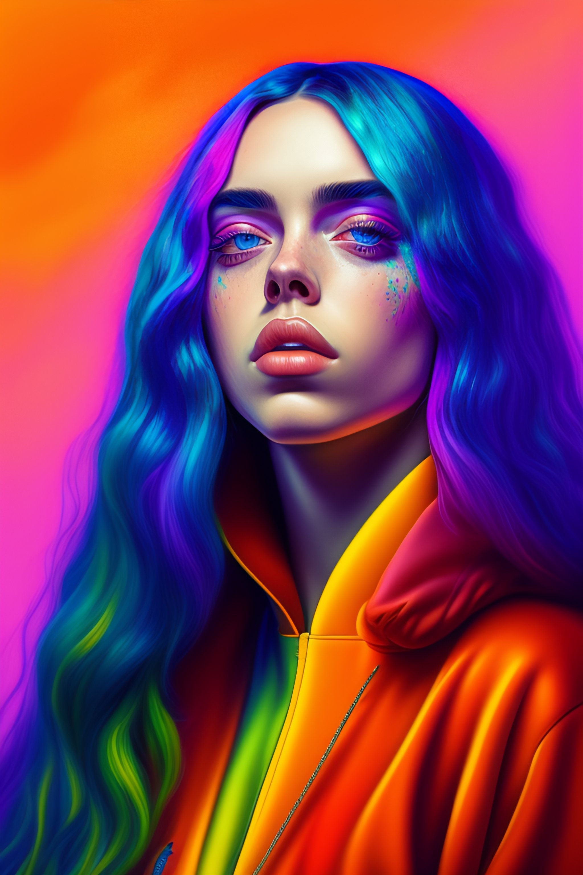 Lexica - An extremely psychedelic portrait of Billie Eilish surreal ...