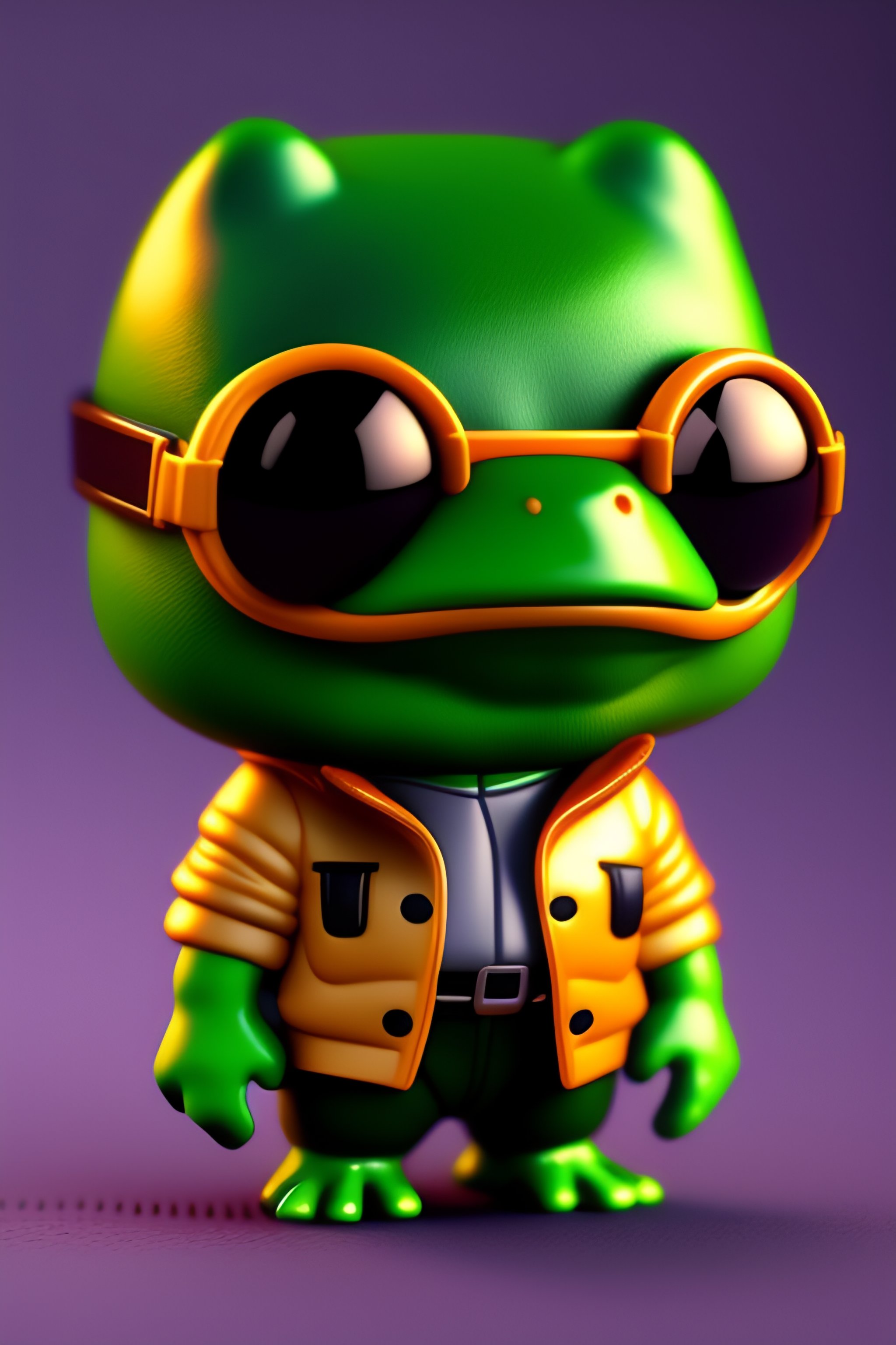 Lexica - Frog brutal in the jacket, glasses, 3d render funko pop