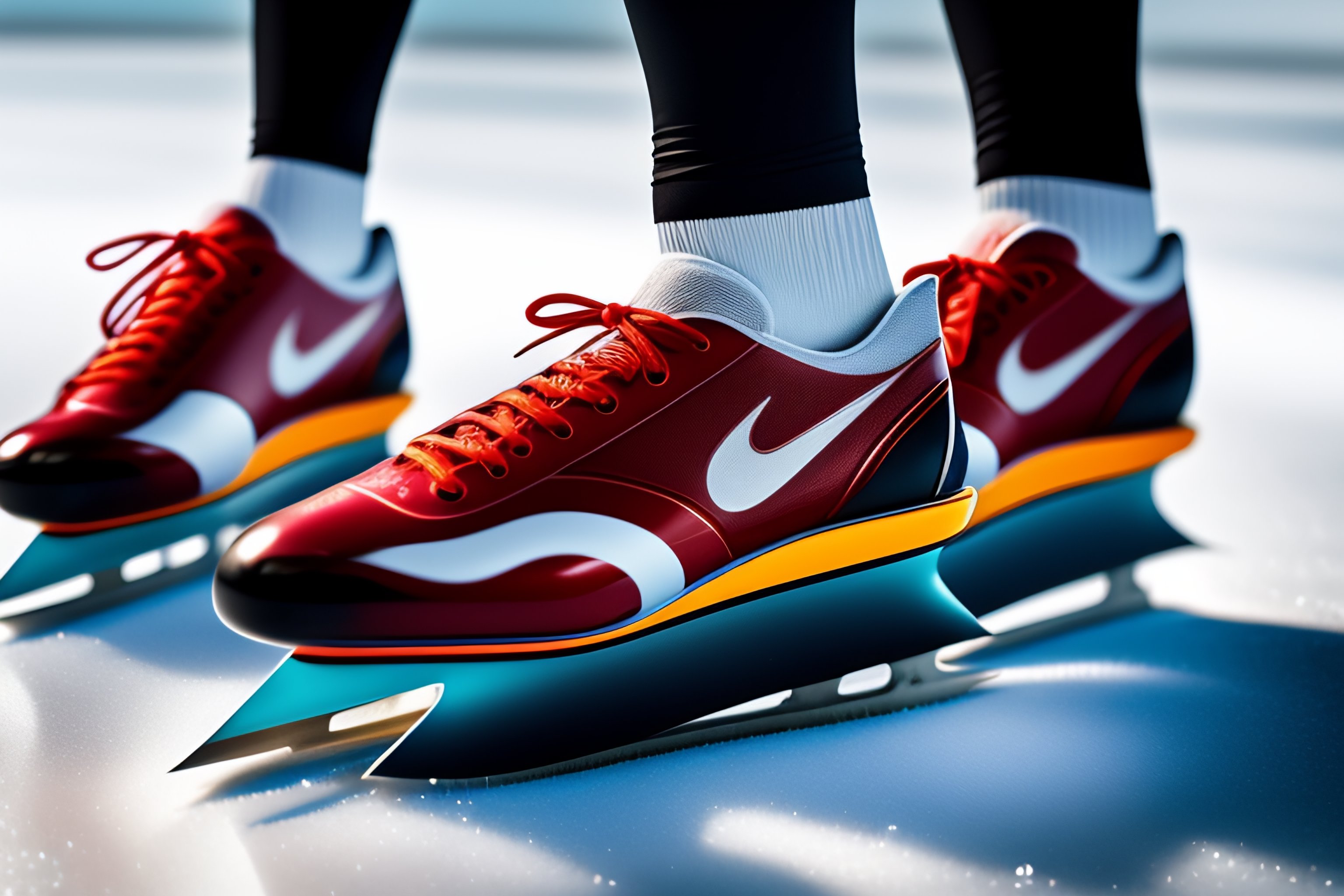 Lexica Sharpening a speed skate with an sharpening stone near ice and