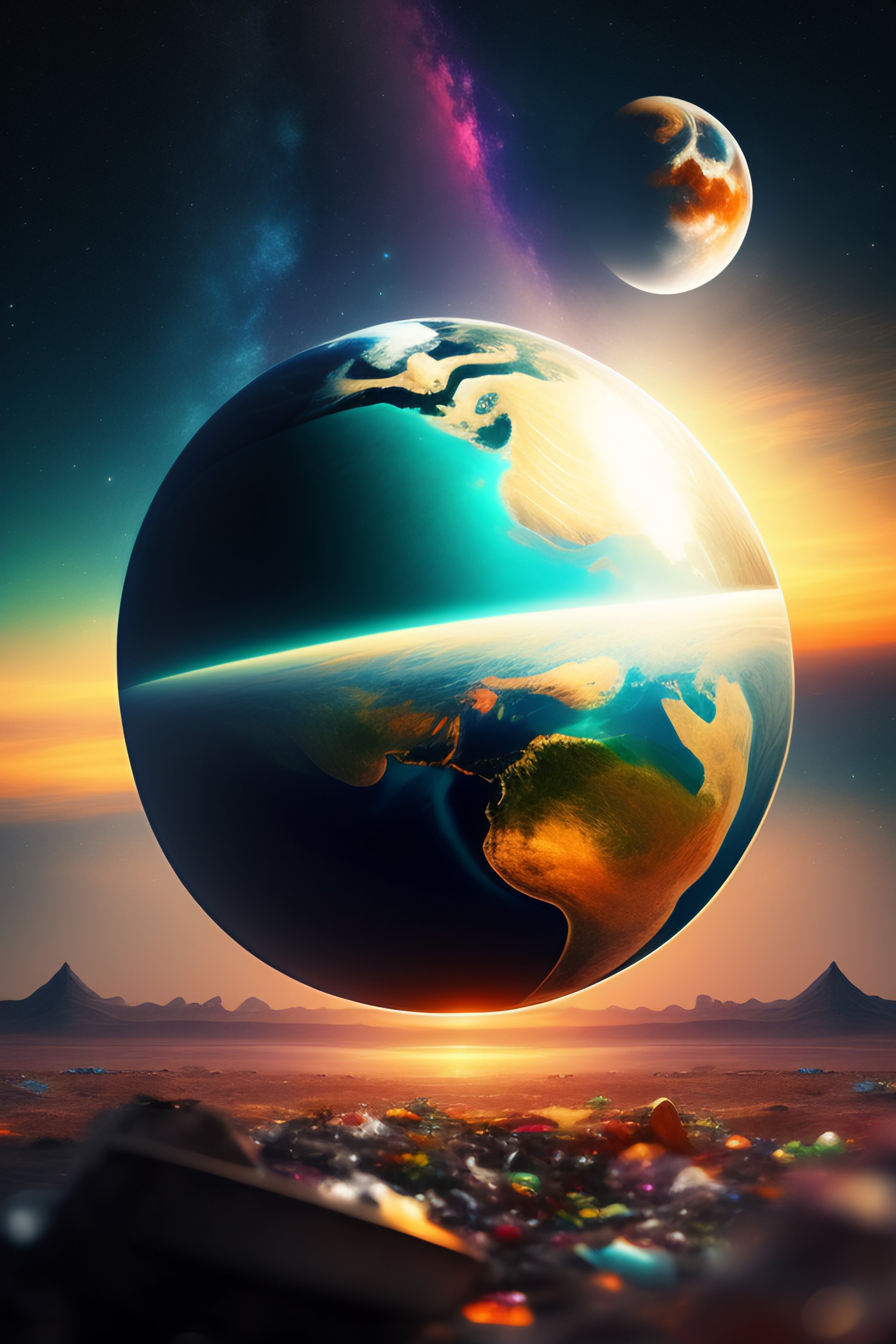 Lexica - A planet with a ring of trash surrounded by trash