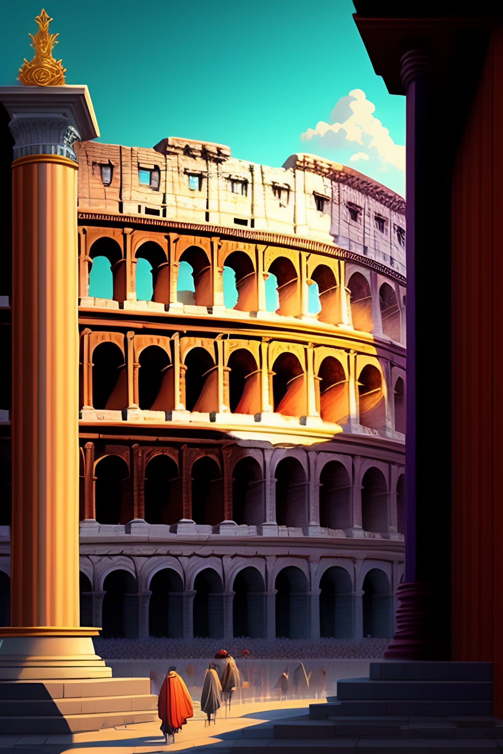 Lexica - Rome coliseum illustration Miyazaki