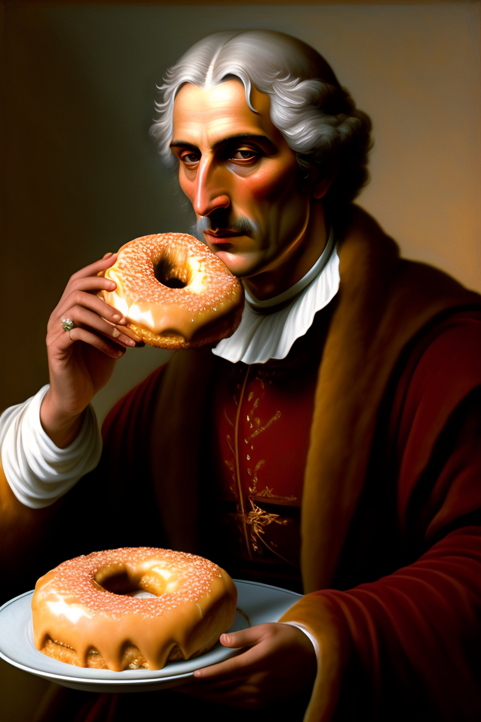 Lexica Dante Alighieri eating a Cinnamon roll