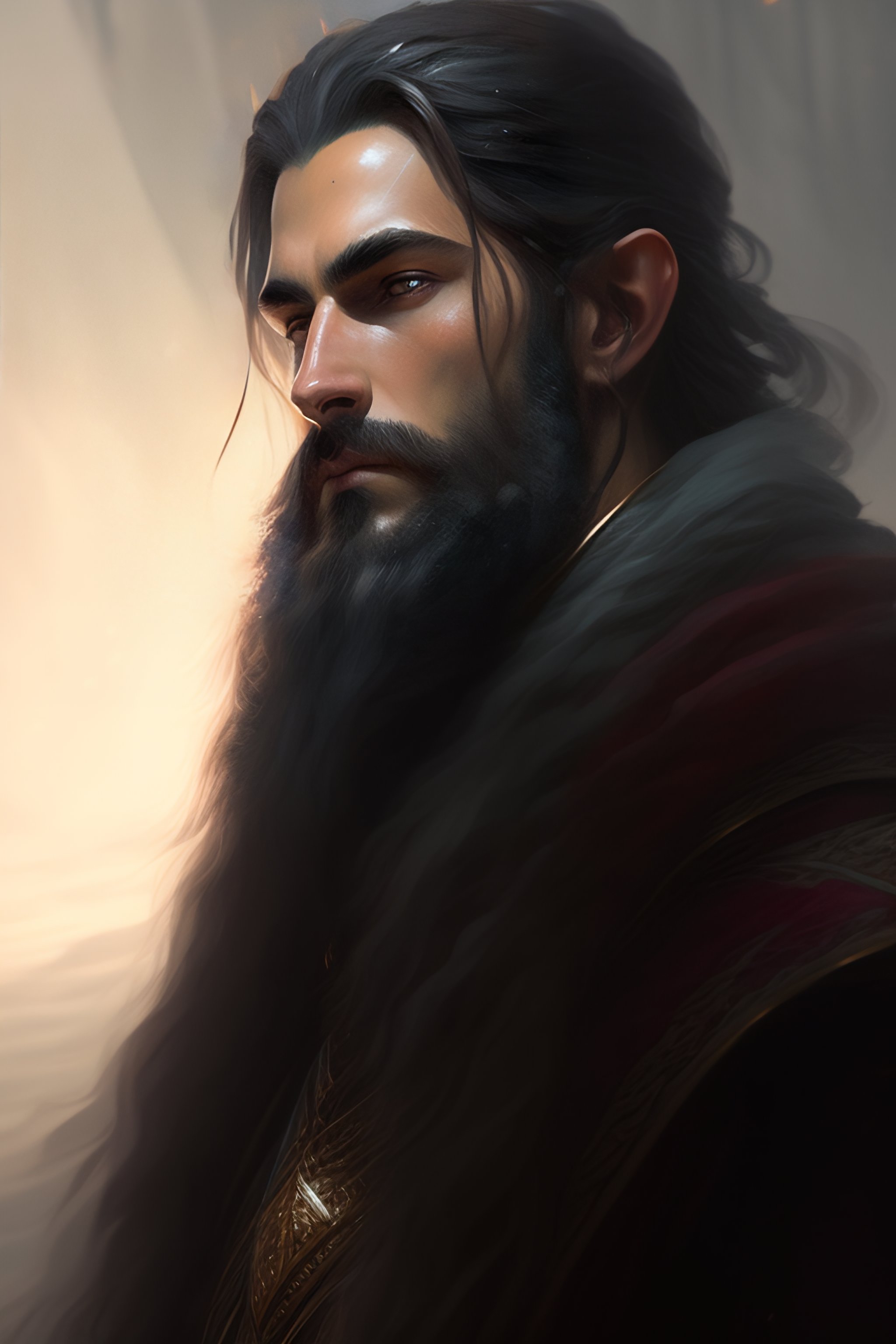 Lexica - Portrait of a skinny wizard with dark beard, fantasy, lord of ...