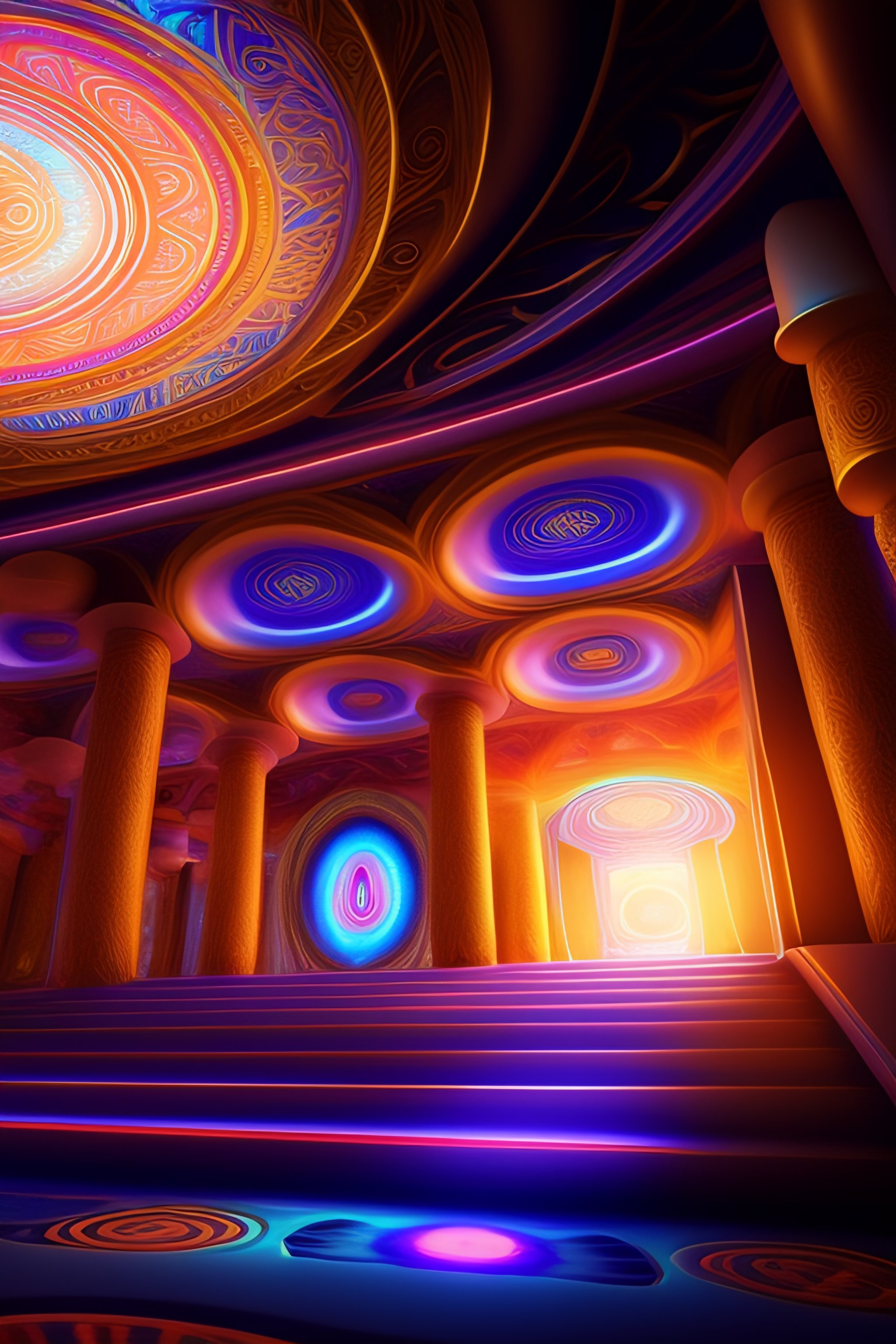 Lexica - Ancient magic mushroom temple interior alex grey 8k