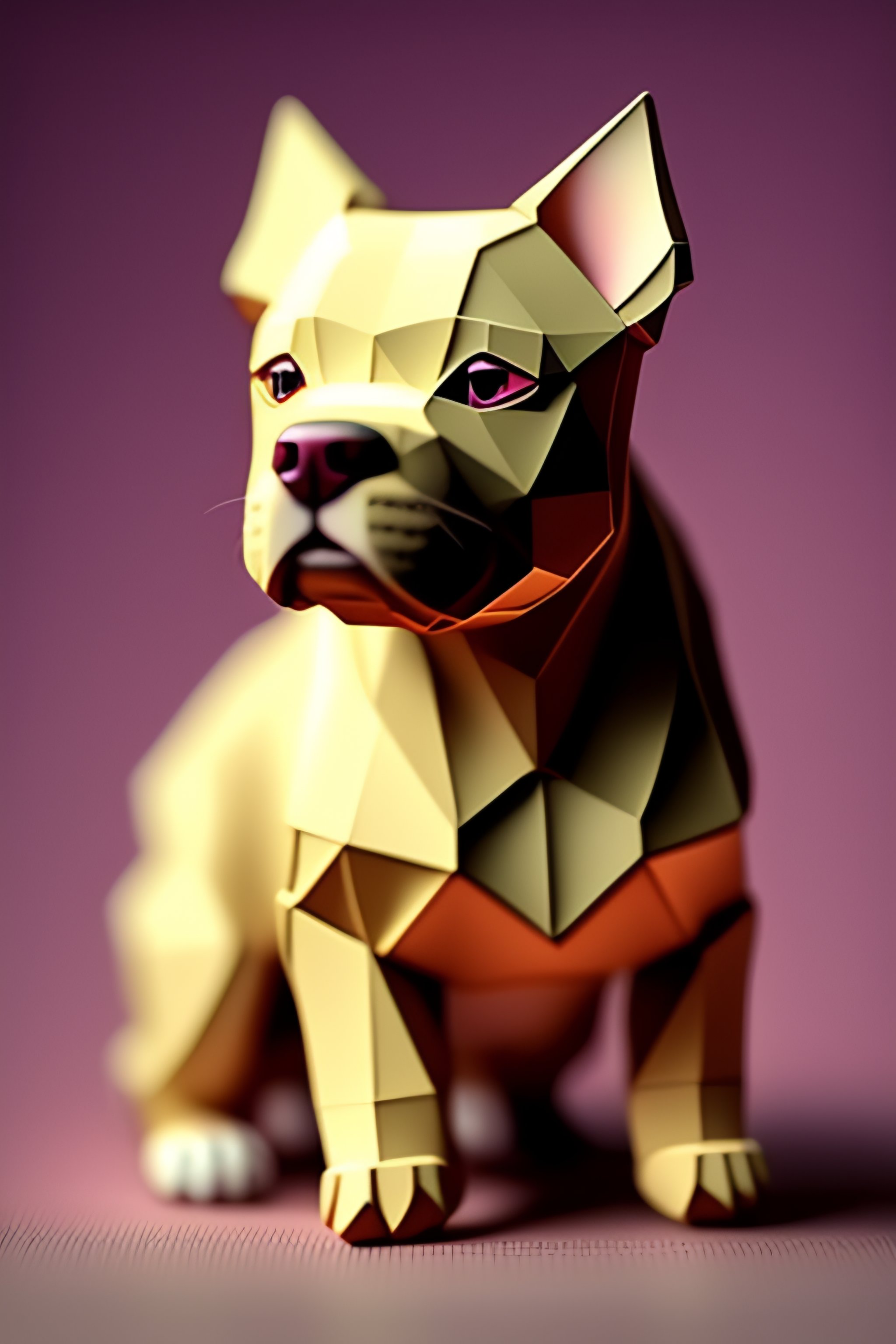 Lexica - Low poly kawaii pit bull puppy origami japan