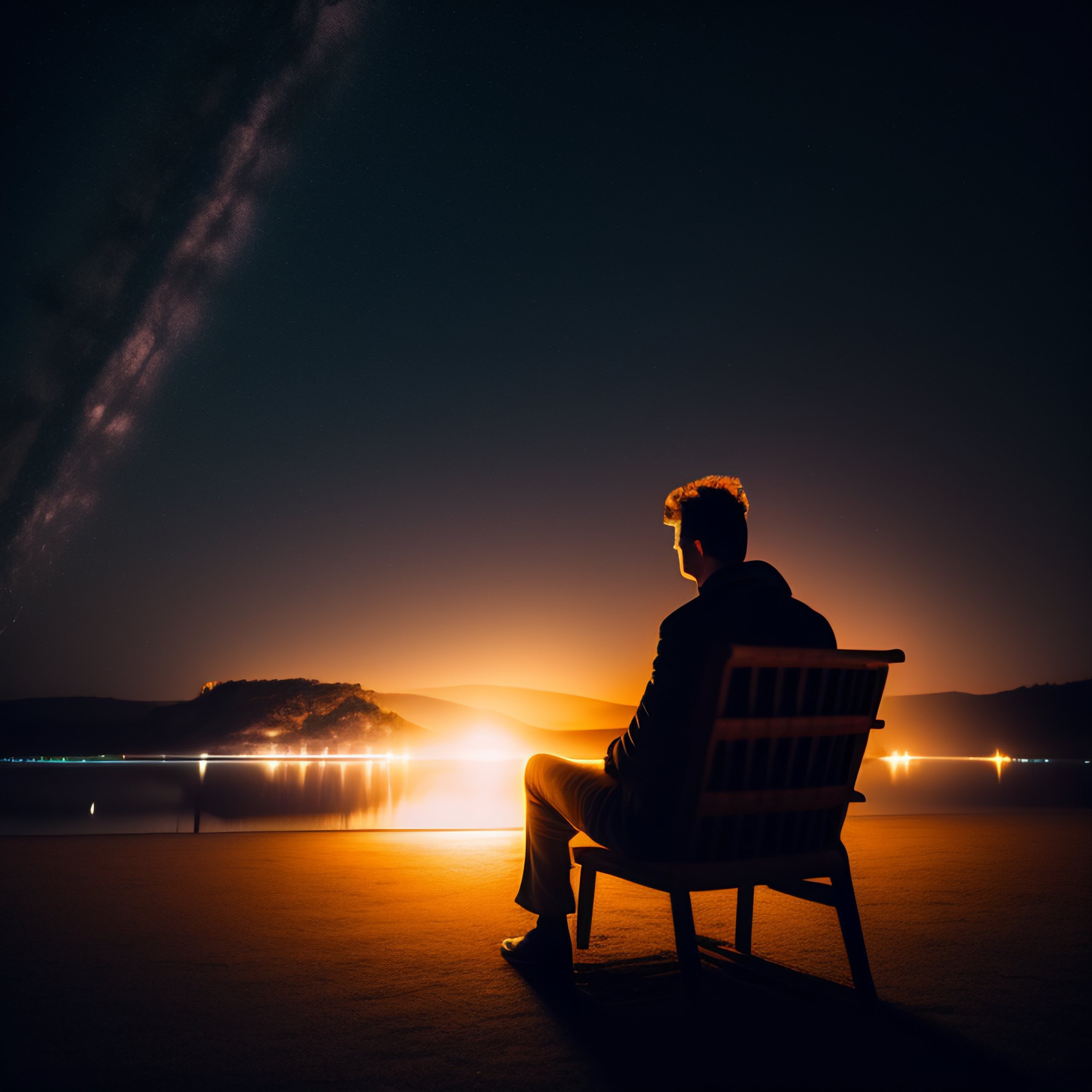 man sitting in the dark