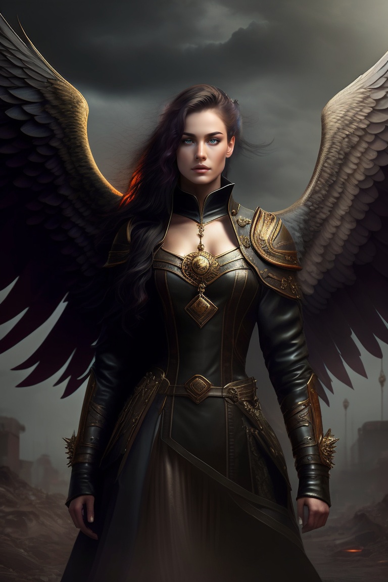 Lexica - Angel apocalyptic, dark, imposing, in a chaotic, gloomy ...