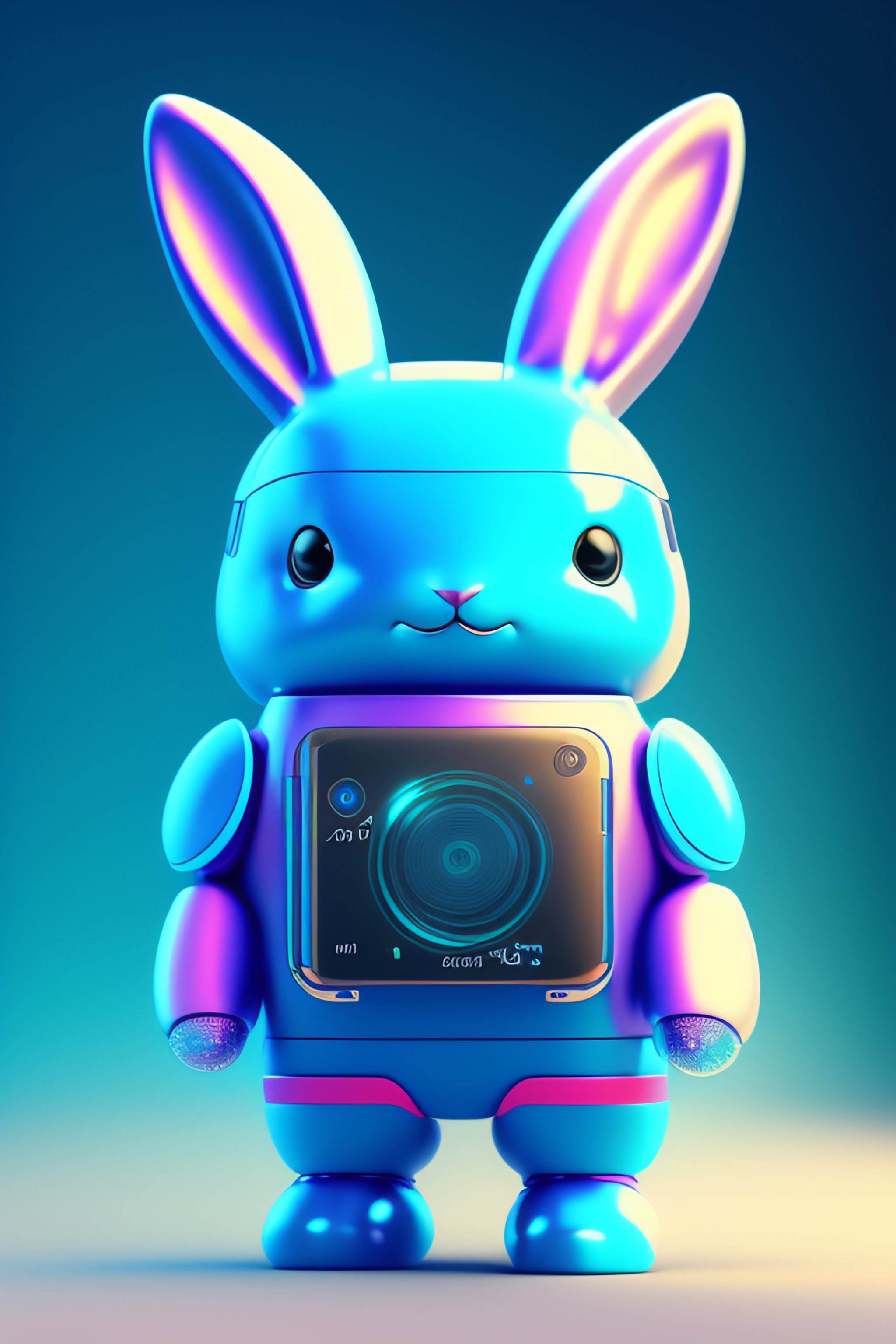 Lexica - Bunny robot working on a smartphone, make a blue faded ...