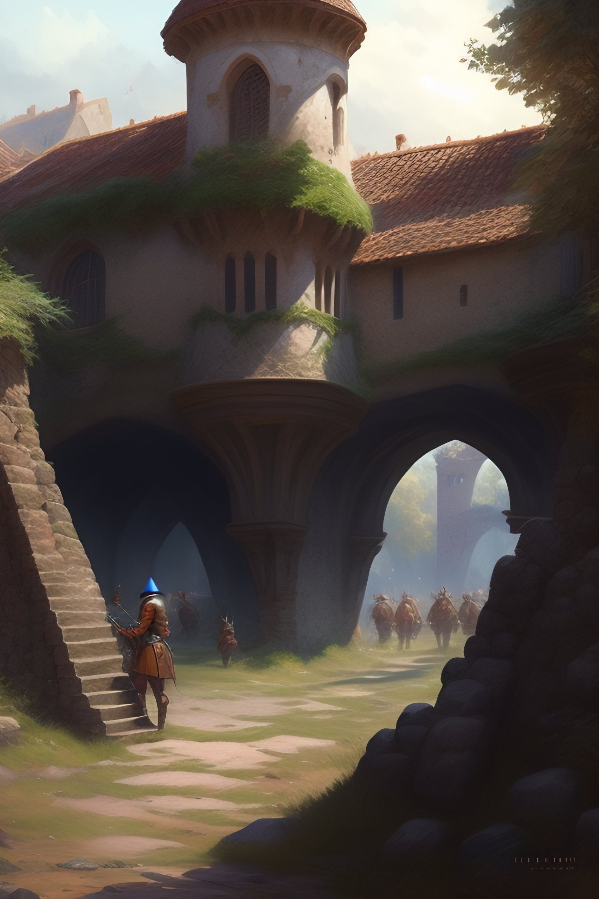 Lexica - Ultra realistic illustration, Medieval barracks in ruins ...