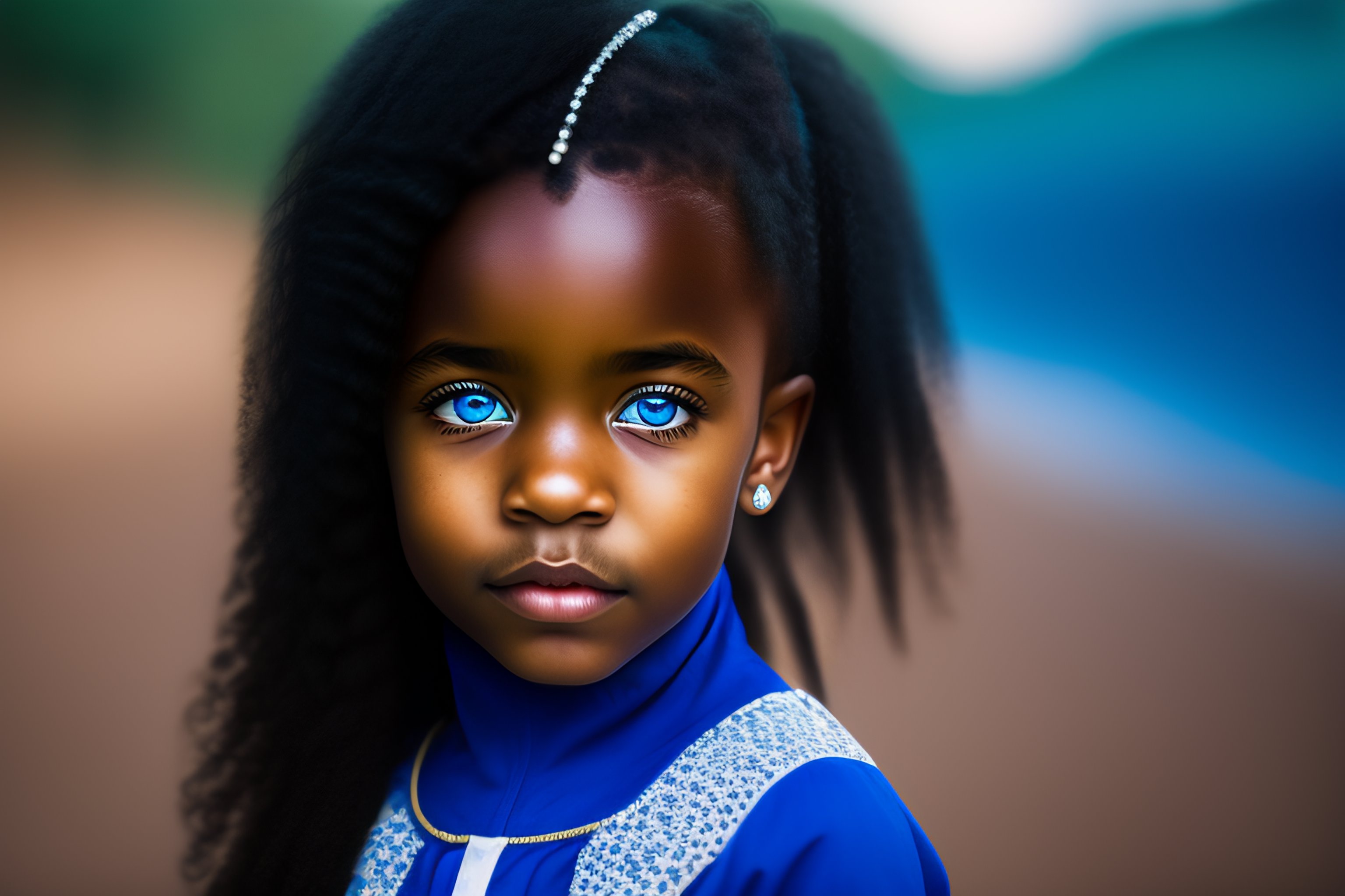 Lexica - Black little girl with blue eye and white hair