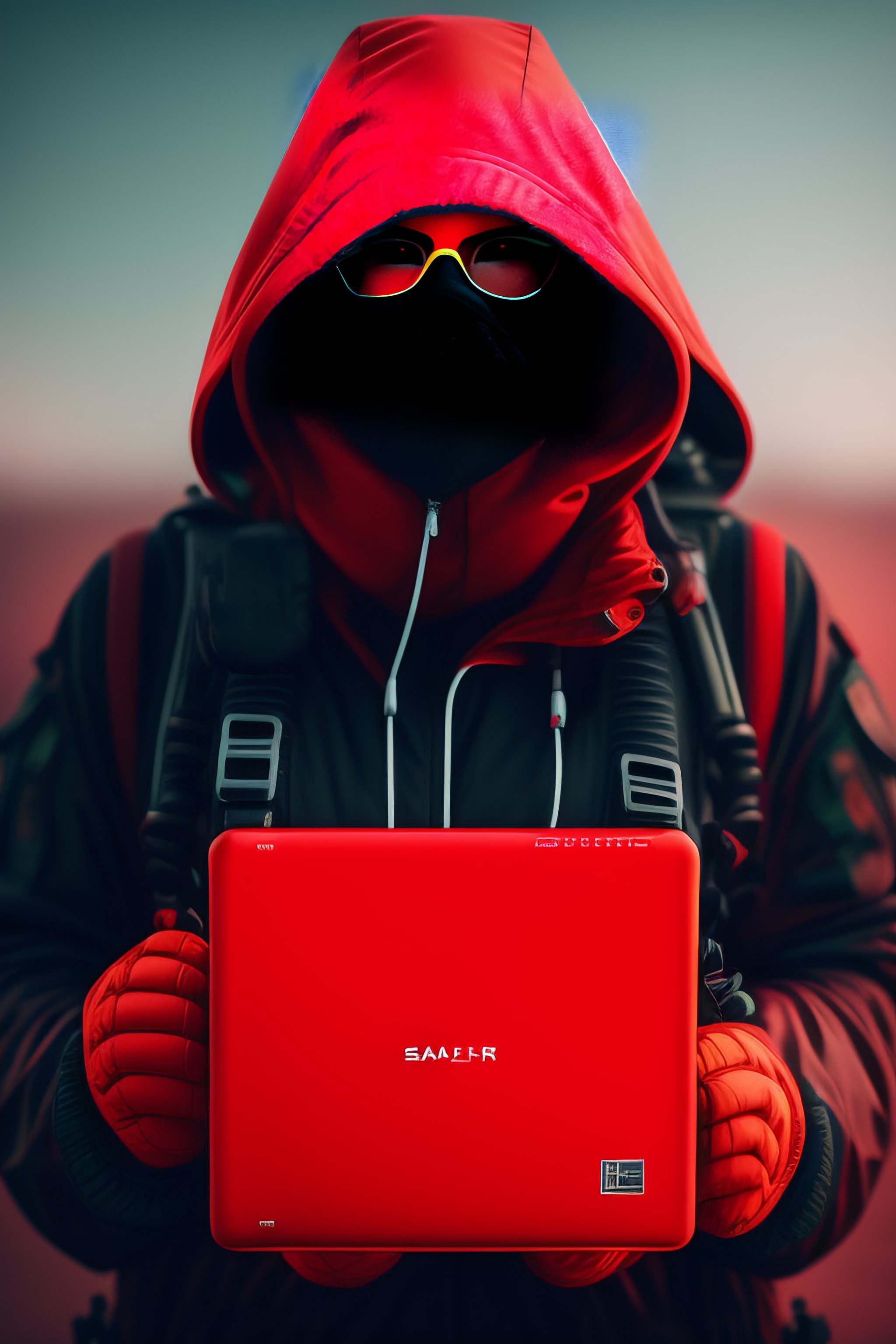 Lexica - Hacker, realistic, in red sallon