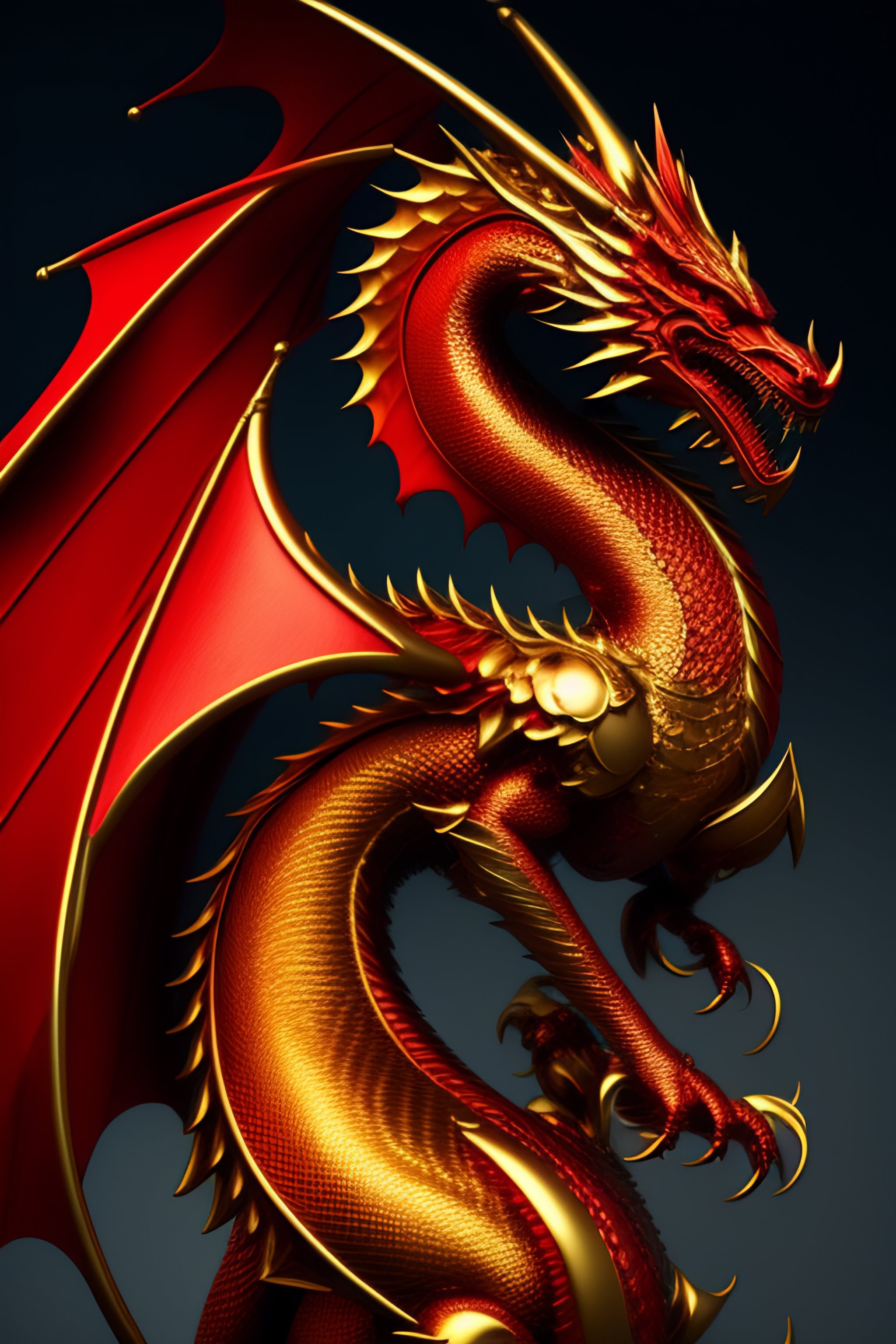 Lexica Armored gold red dragon humanoid using swords