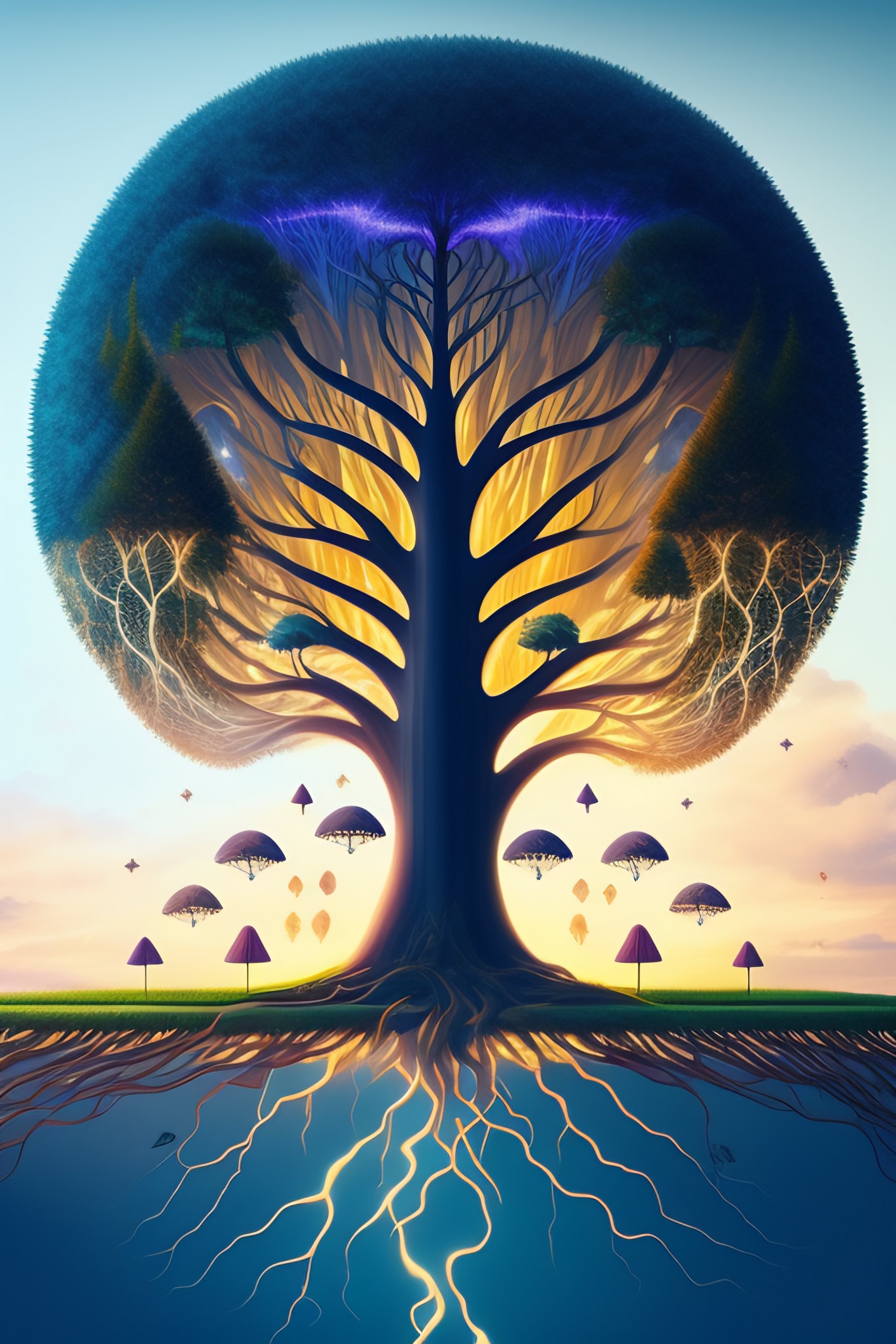 Lexica - Healthy power lightning tree roots heart fungi connected ...