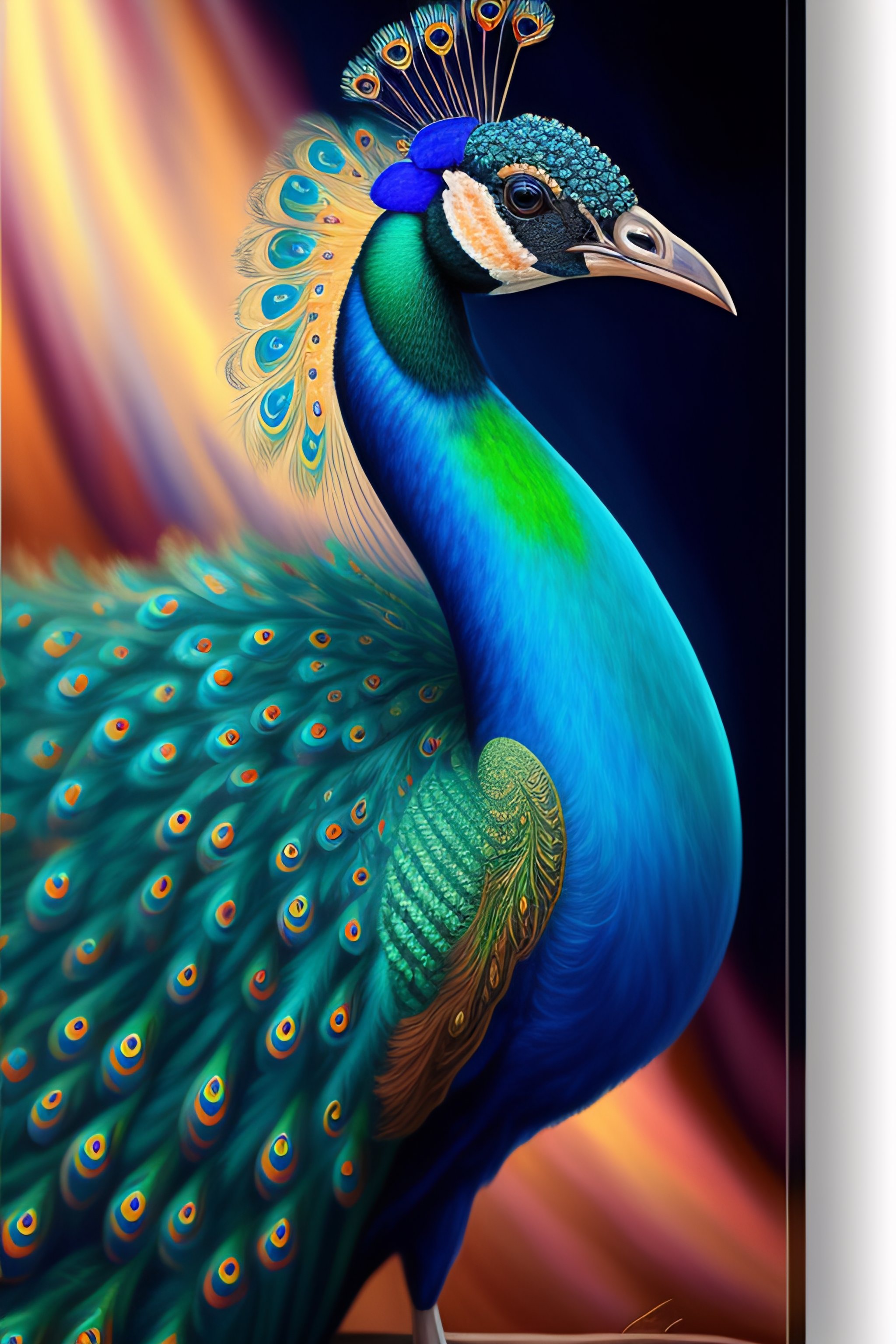 画材 Peacockesque Colorful Peacock on Canvas 12x12 Rhinestone Art | MakerPlace