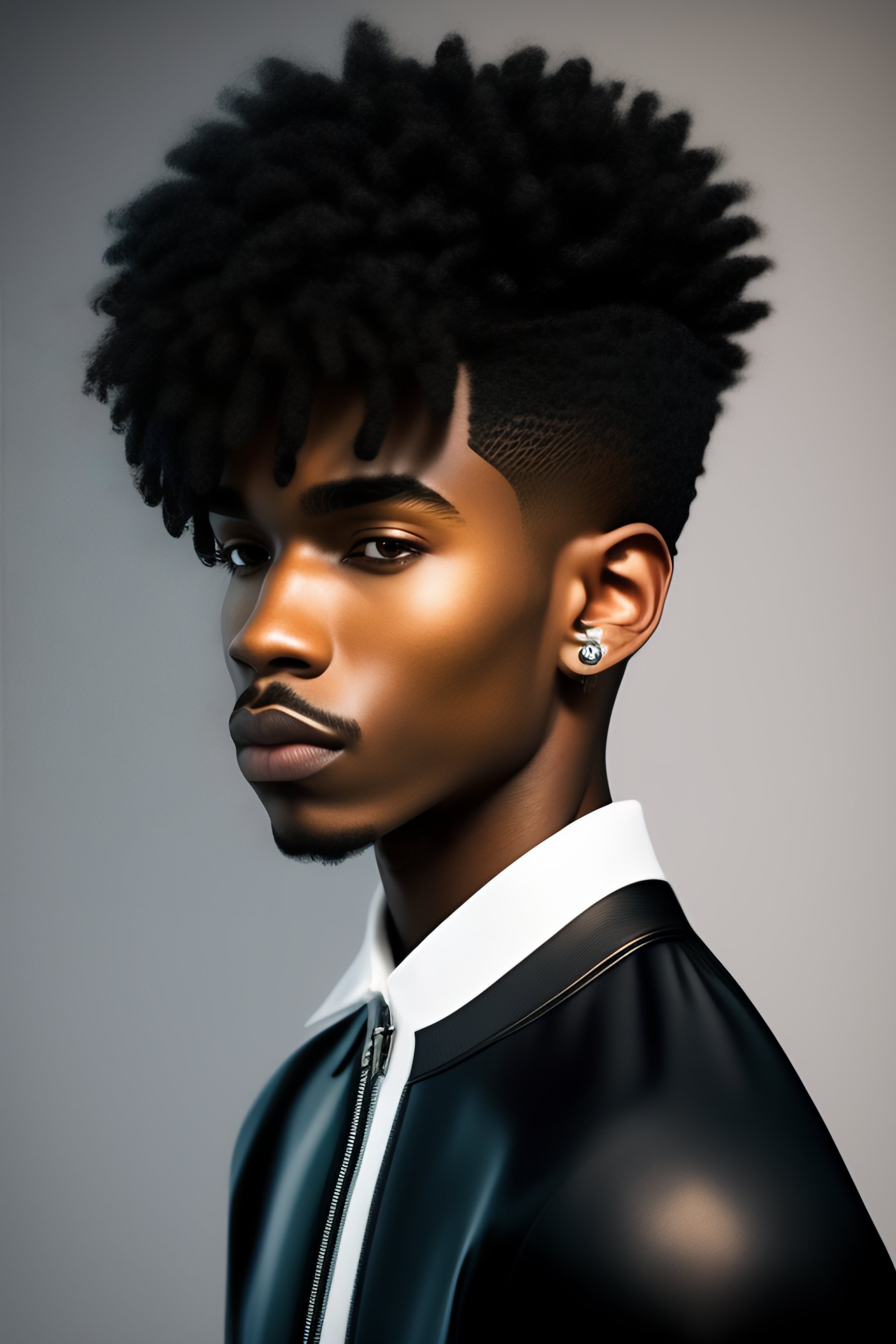 Black male shop with straight hair