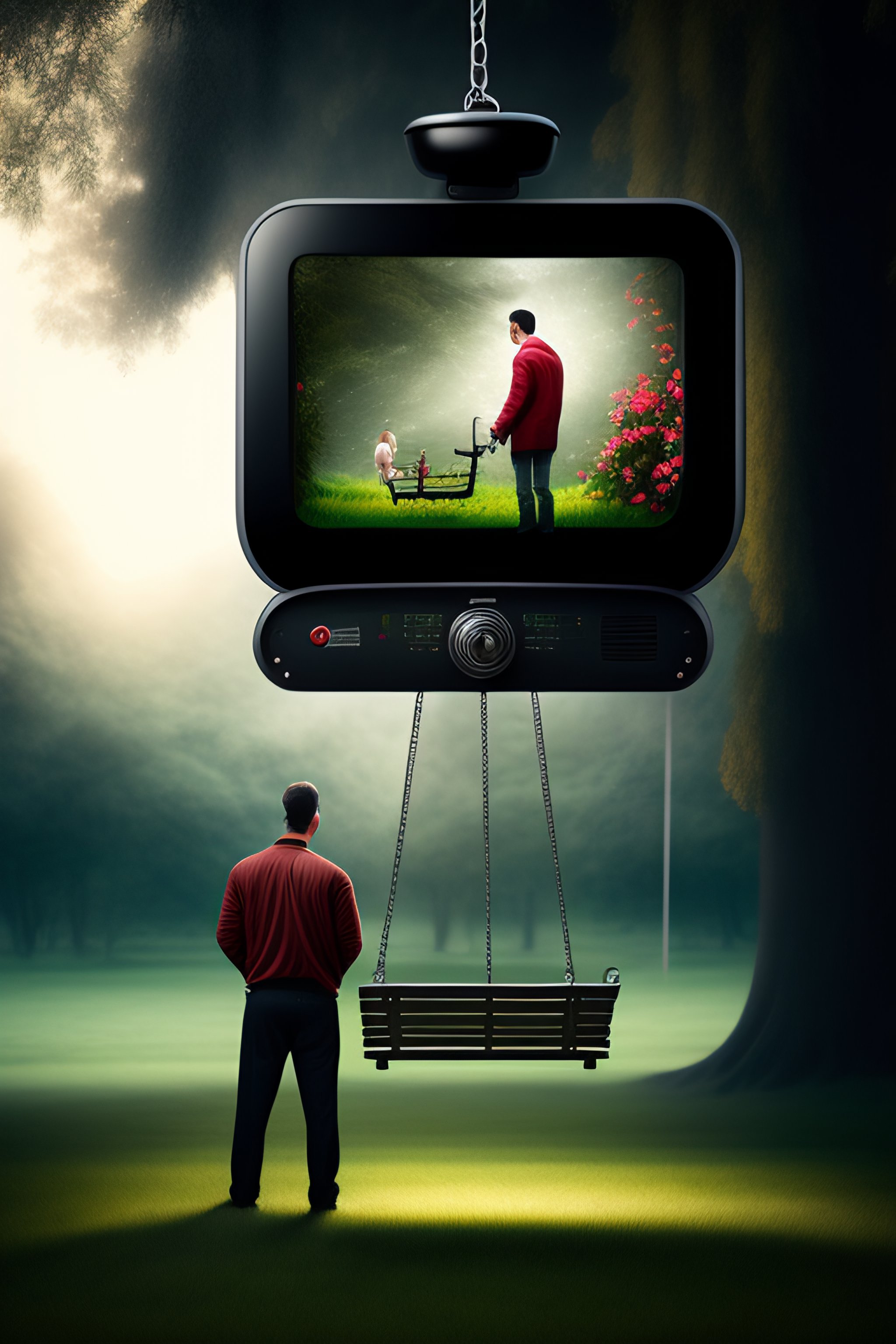 Lexica - A man and a woman in love with a silver red remote control ...