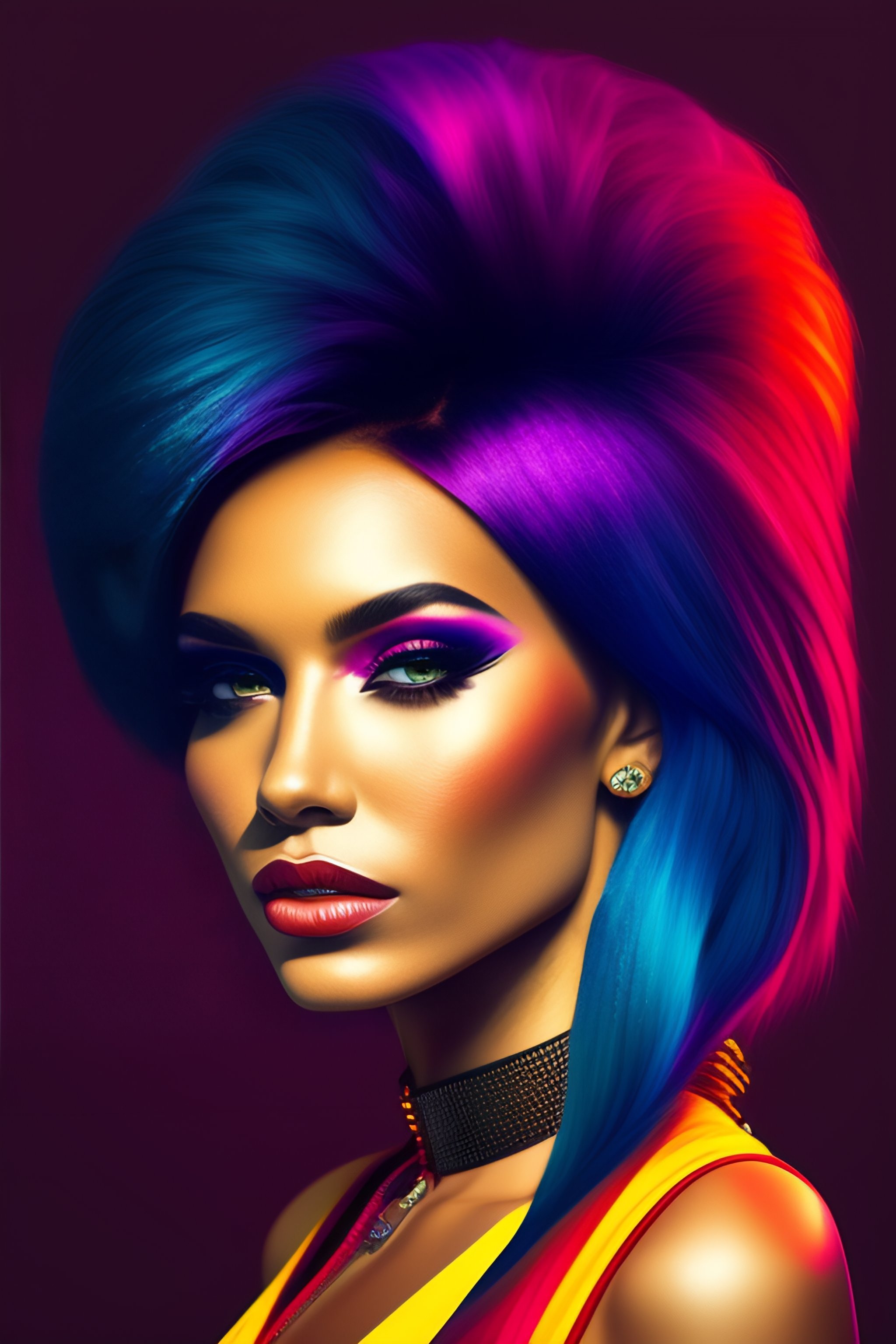 Lexica - Flat design, Portrait of a punk girl from abstract lines