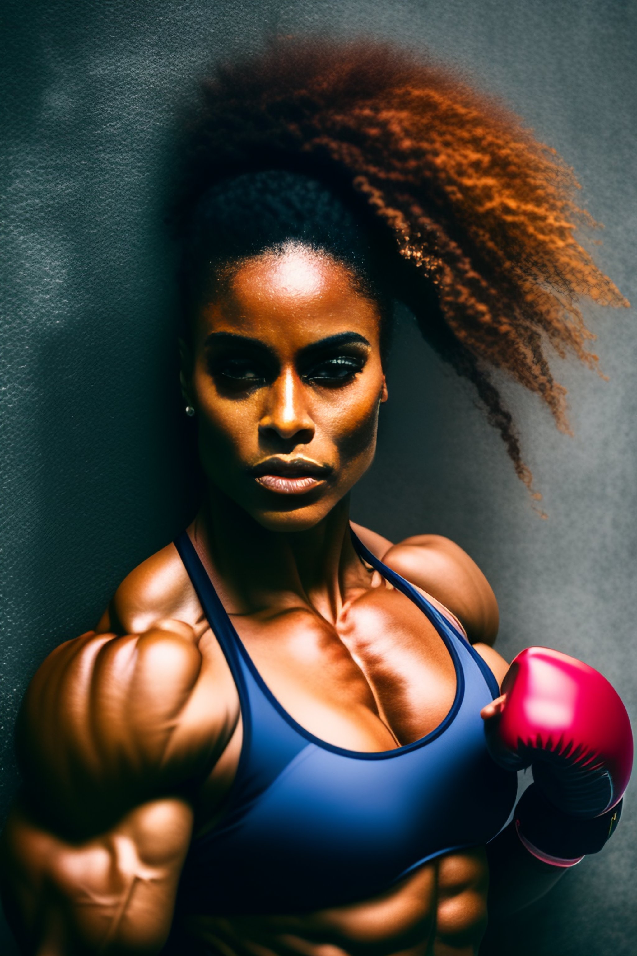Lexica - A woman bodybuilder punching through concrete wall with bare-hands
