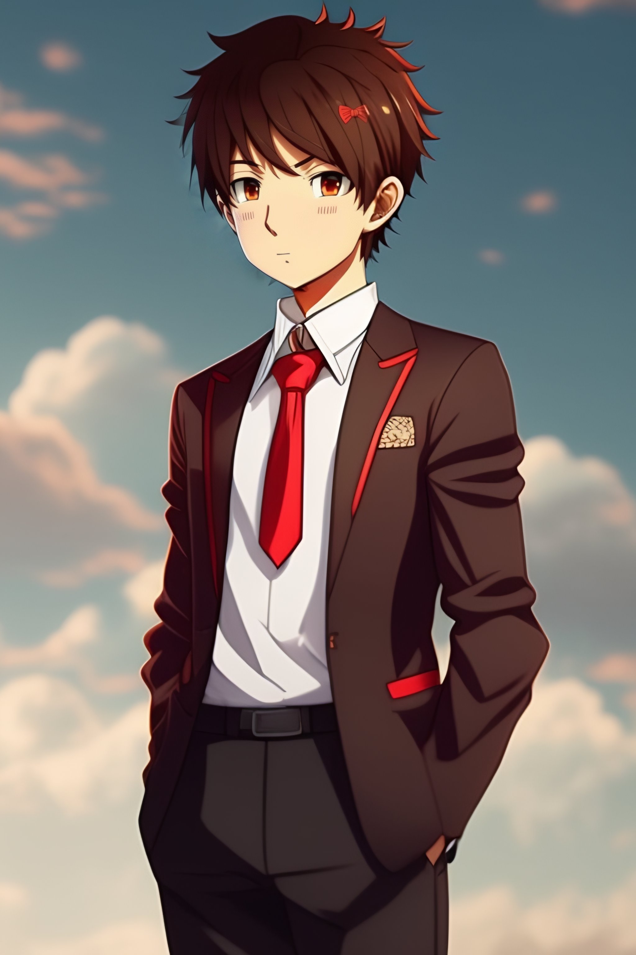 Lexica - Anime boy with brown hair, 12 year old.