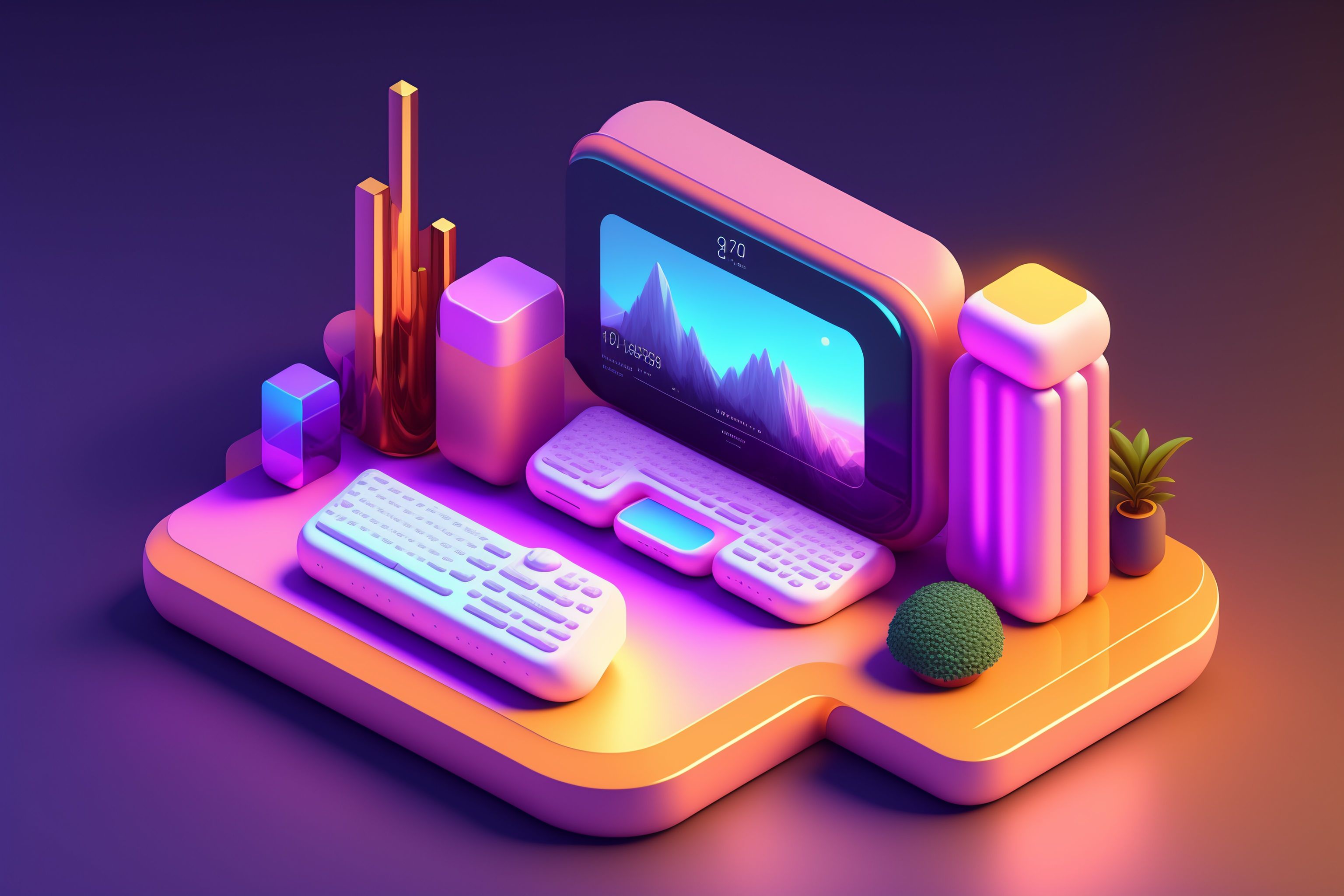 Lexica - Isometric gpu, 3d art, pastel colors, soft lighting, high ...