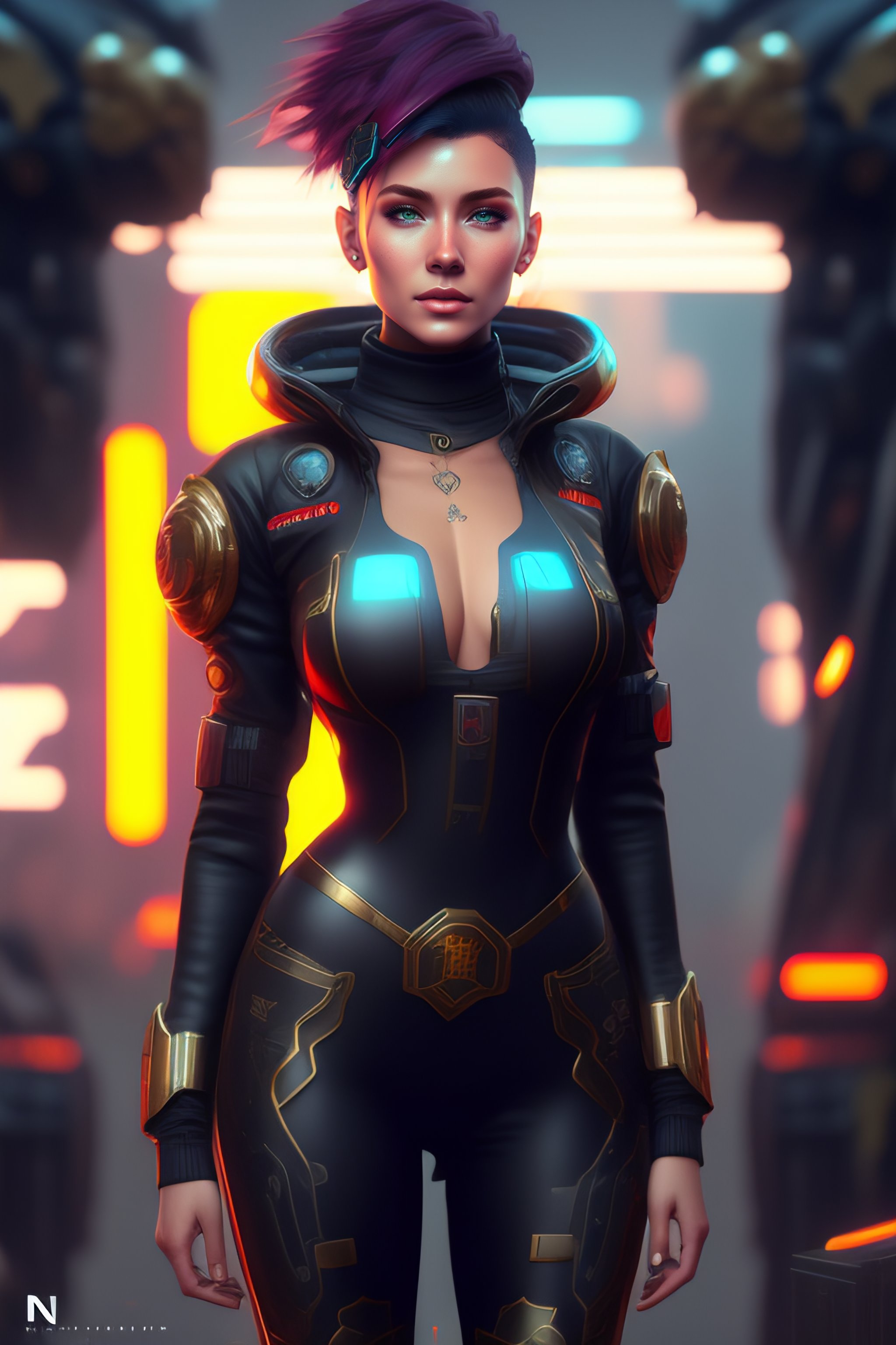 Lexica - Mech punk clothes with short hair norwegianc girl, battle ...