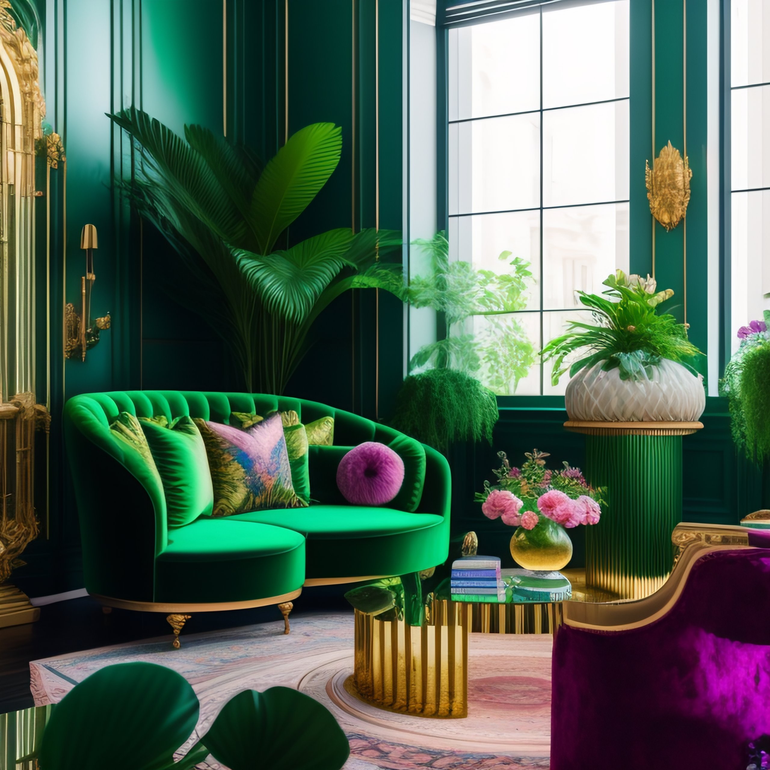 Lexica - Architectural Digest photo of a maximalist green {vaporwave ...