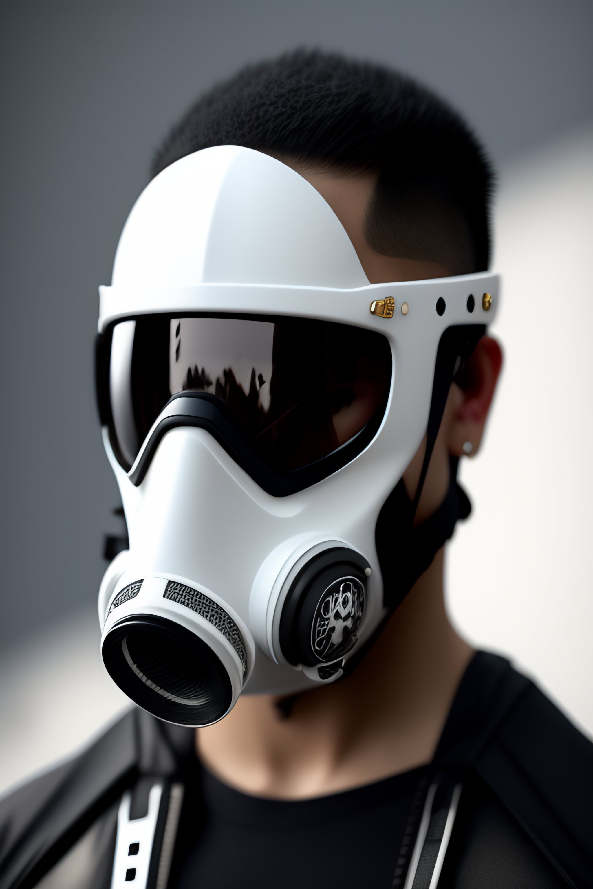 Lexica Cyberpunk Gas Oni Mask White And Black Intricate Details 4496