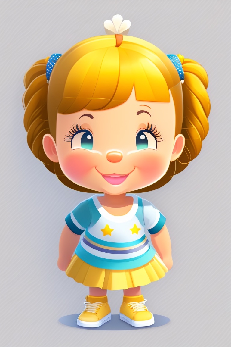 Lexica - Little girl, with pigtails tied on top of her head, wearing ...