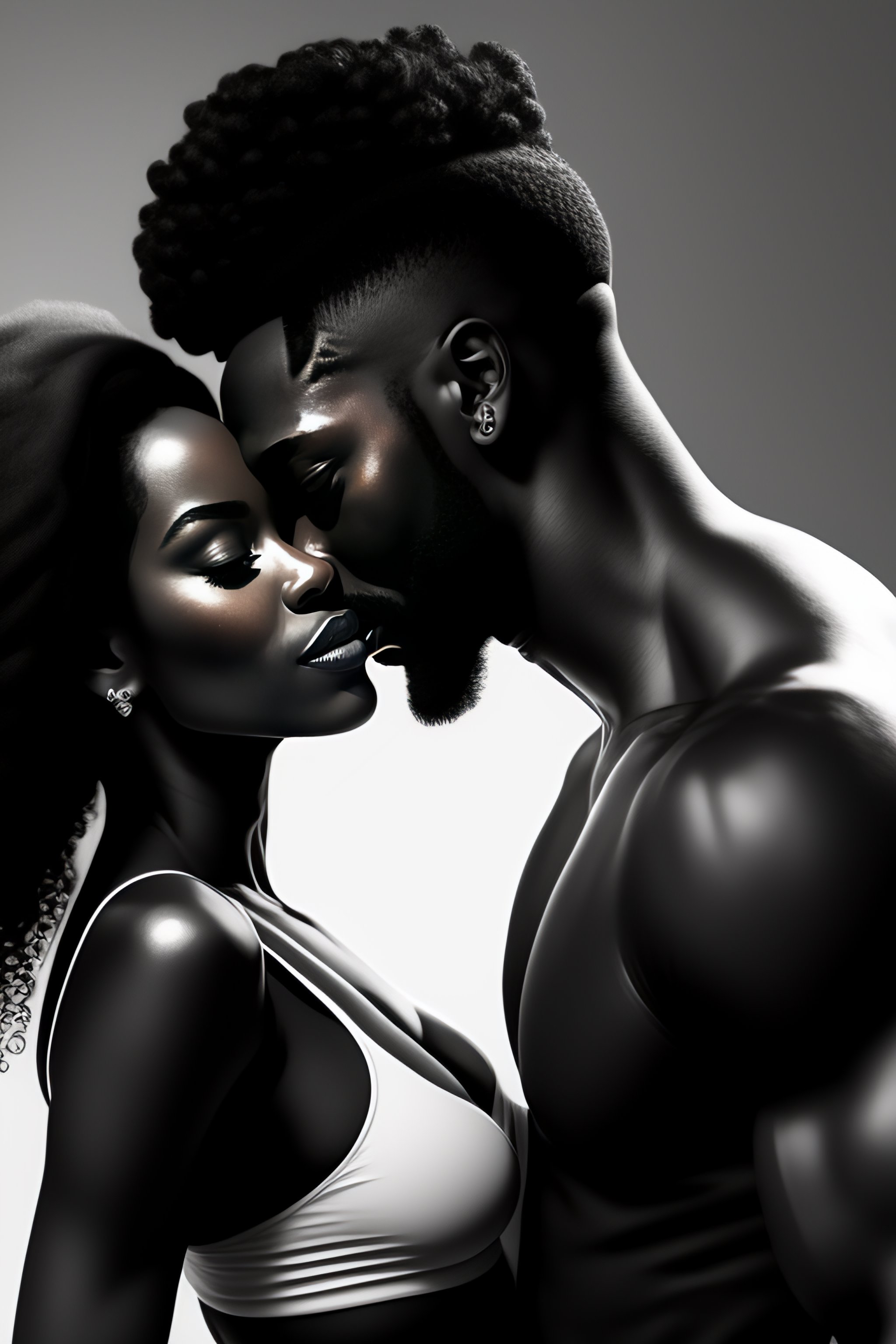 Lexica - Pop art, Hyperrealist portrait of black man and black woman  embracing, black and white painting, fantasy art, photo realistic, dynamic  ligh...