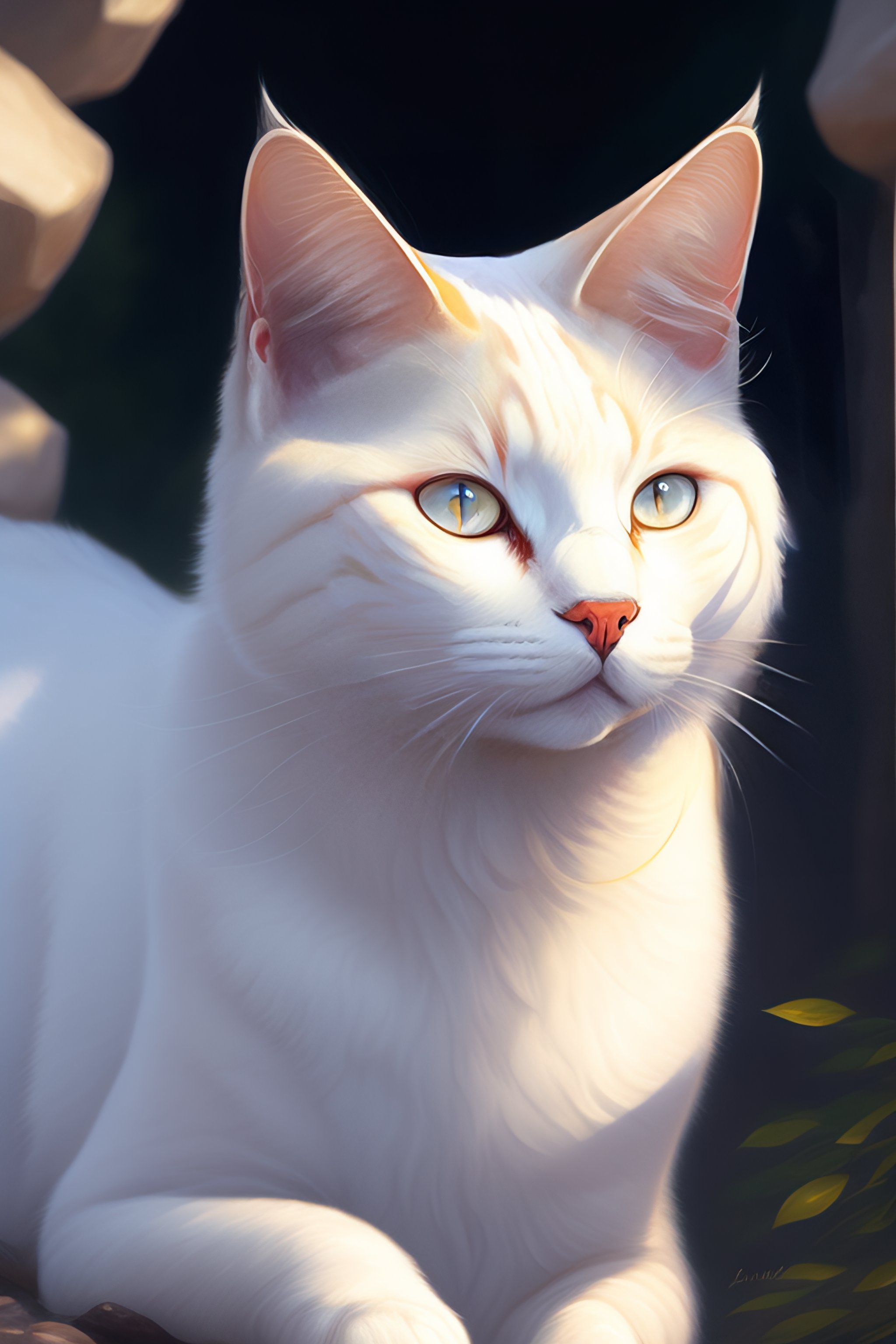 Lexica White color cat, illustration, by jordan grimmer and greg rutkowski, trending artstation