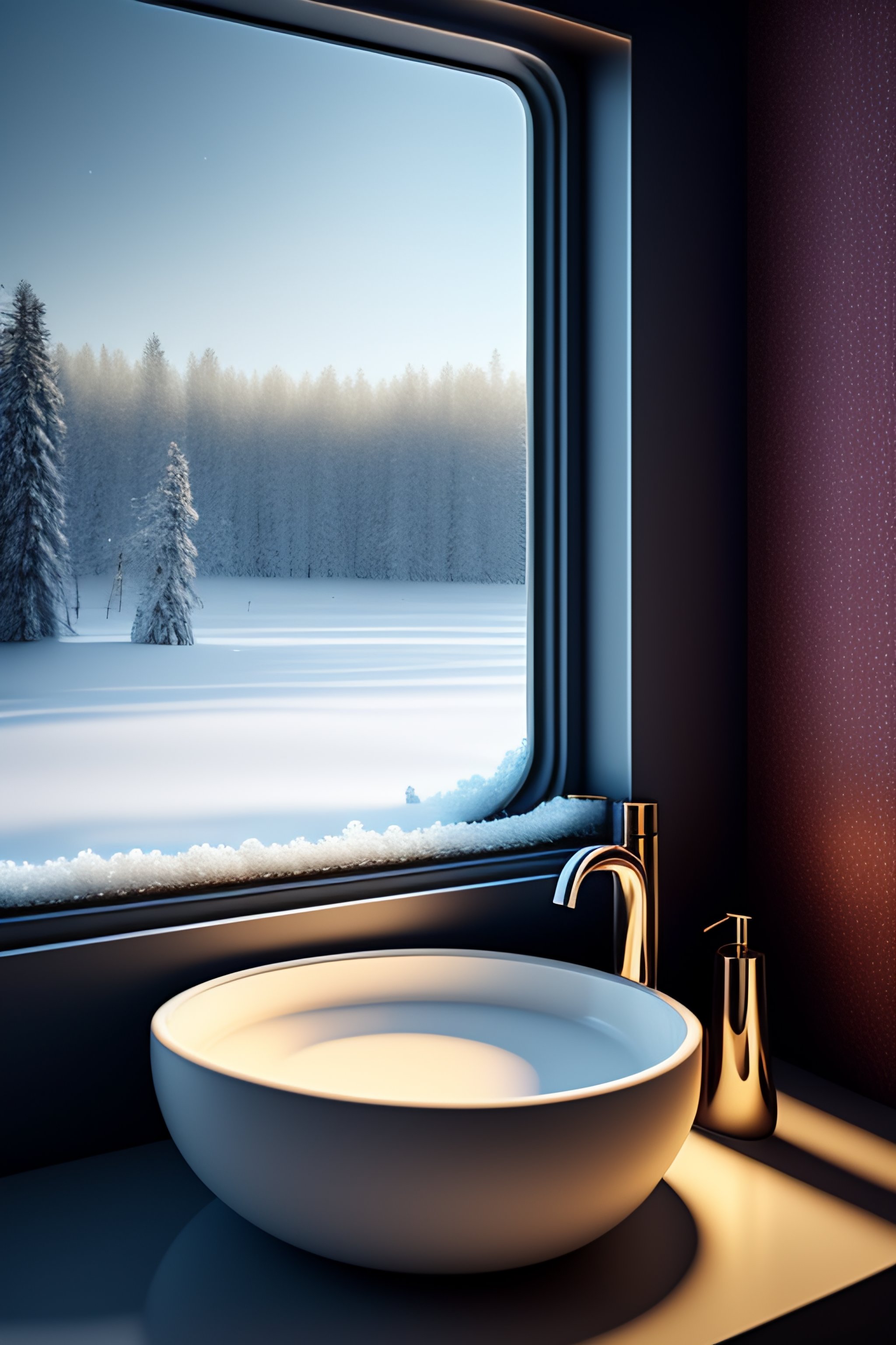 Lexica - Bathroom winter with snow capture iphone