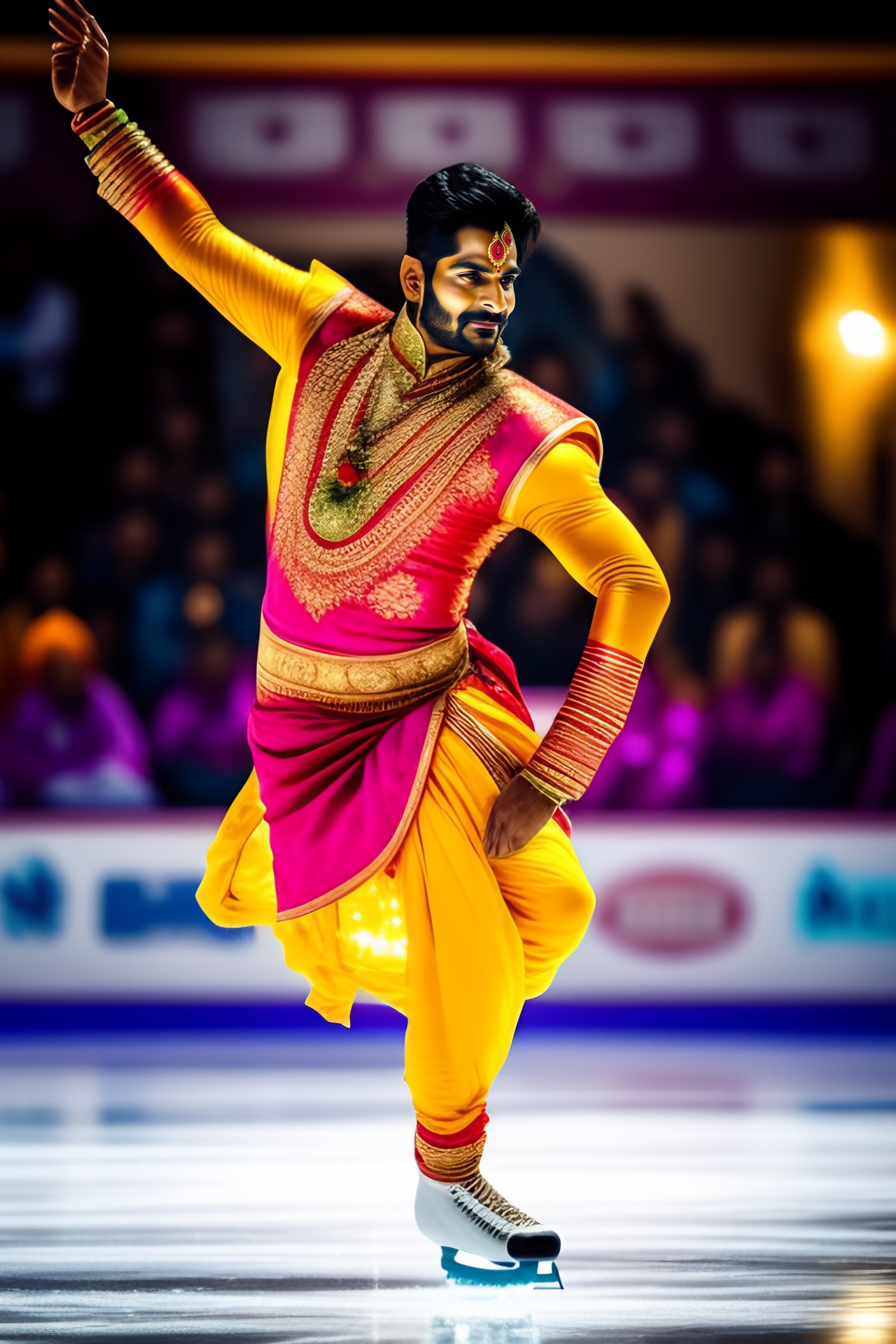 Lexica Indian Hindu Punjabi male wearing traditional dress skating in